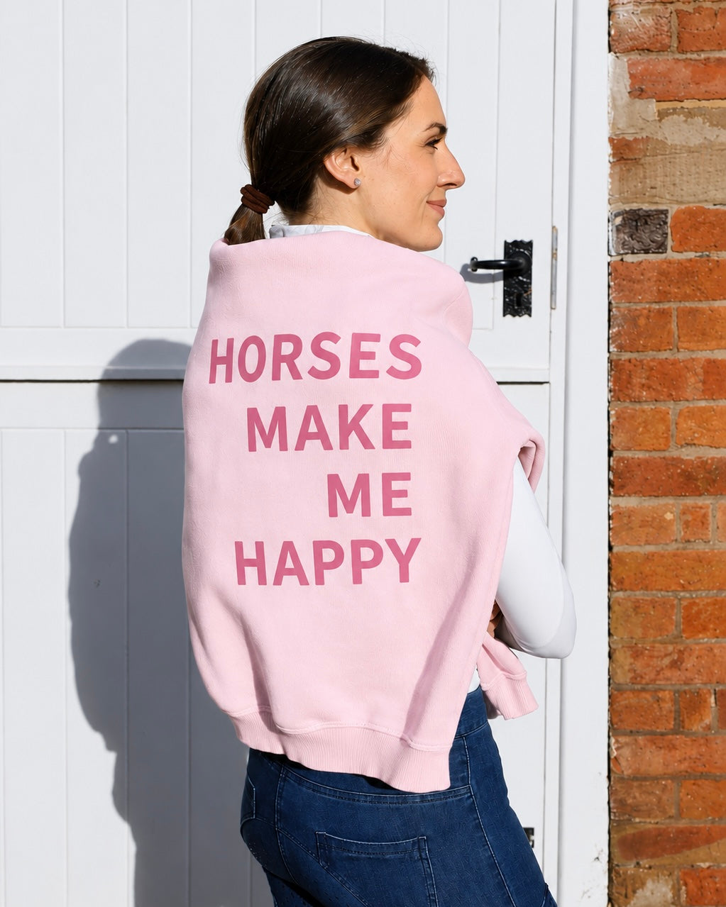 HORZEHOODS® Pink Basicz Oversized 'Horses make me Happy' Hoodie