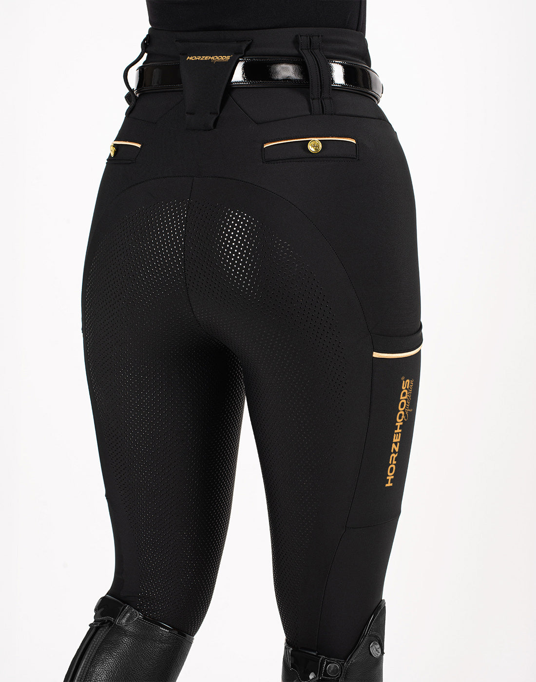 HORZEHOODS® Tabatha Black & Gold Breggings - With Pockets