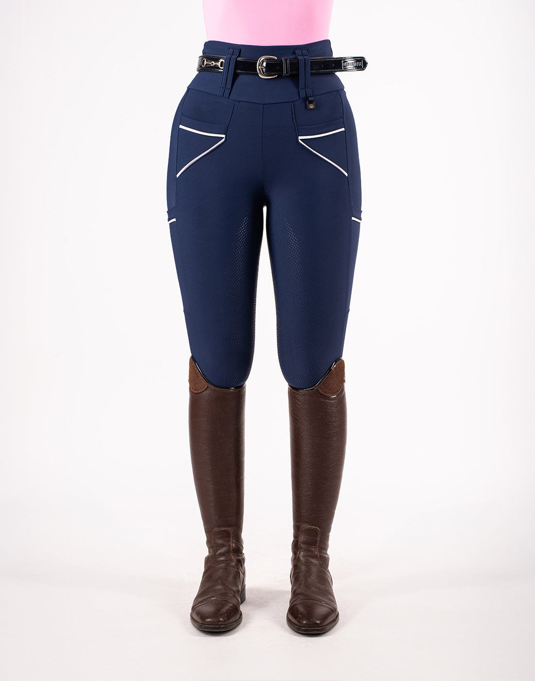 HORZEHOODS® Tabatha Navy & Silver Tech Breggings