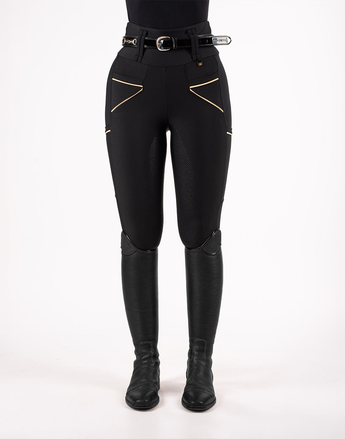 HORZEHOODS® Tabatha Tech Black & Gold Breggings - With Pockets