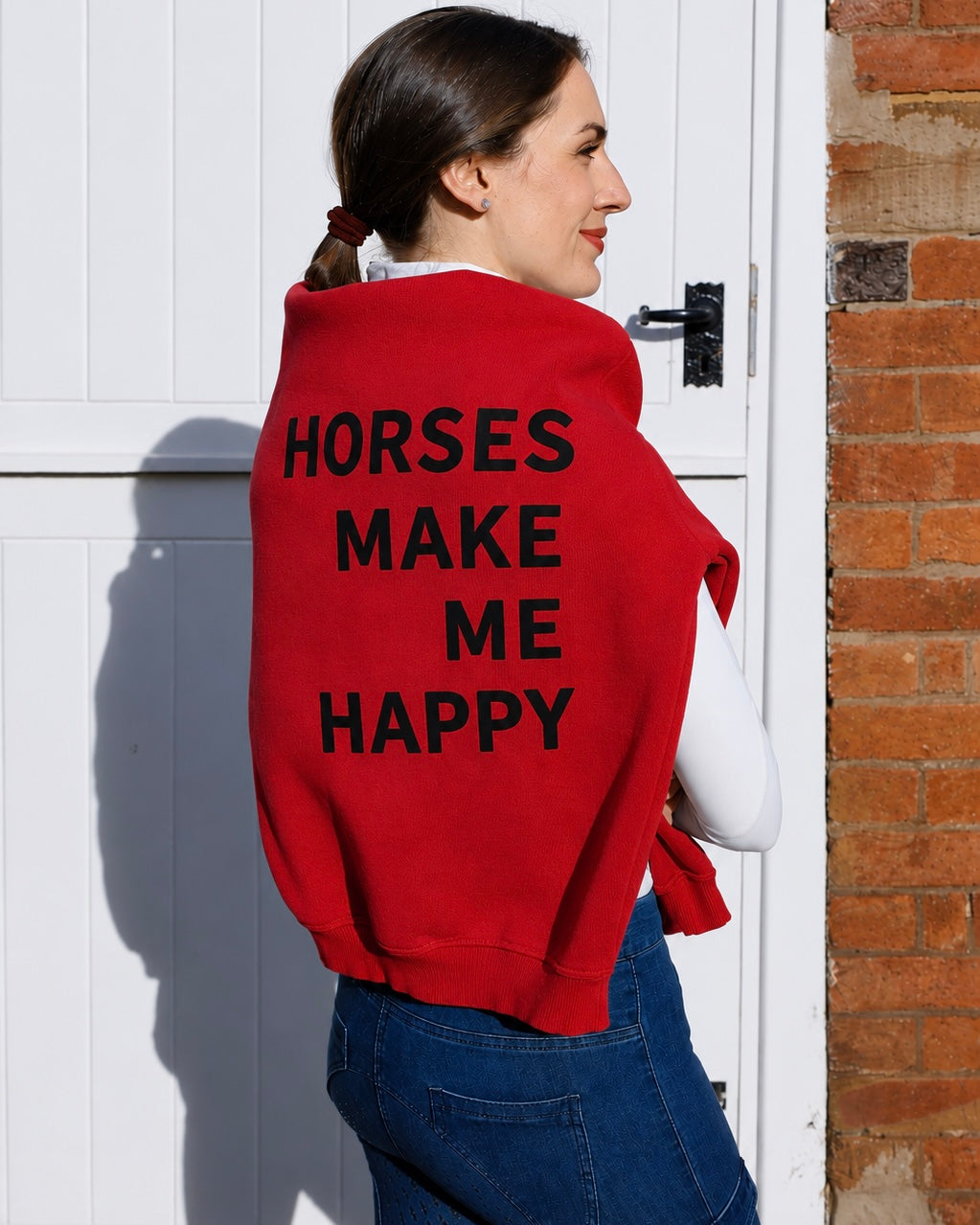 HORZEHOODS® Red Basicz Oversized 'Horses make me Happy' Hoodie