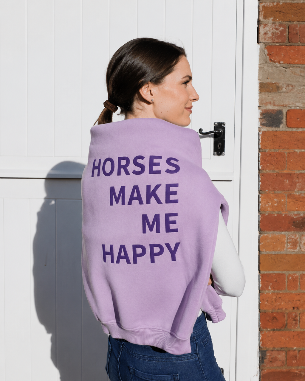 HORZEHOODS® Lilac Basicz Oversized 'Horses make me Happy' Hoodie
