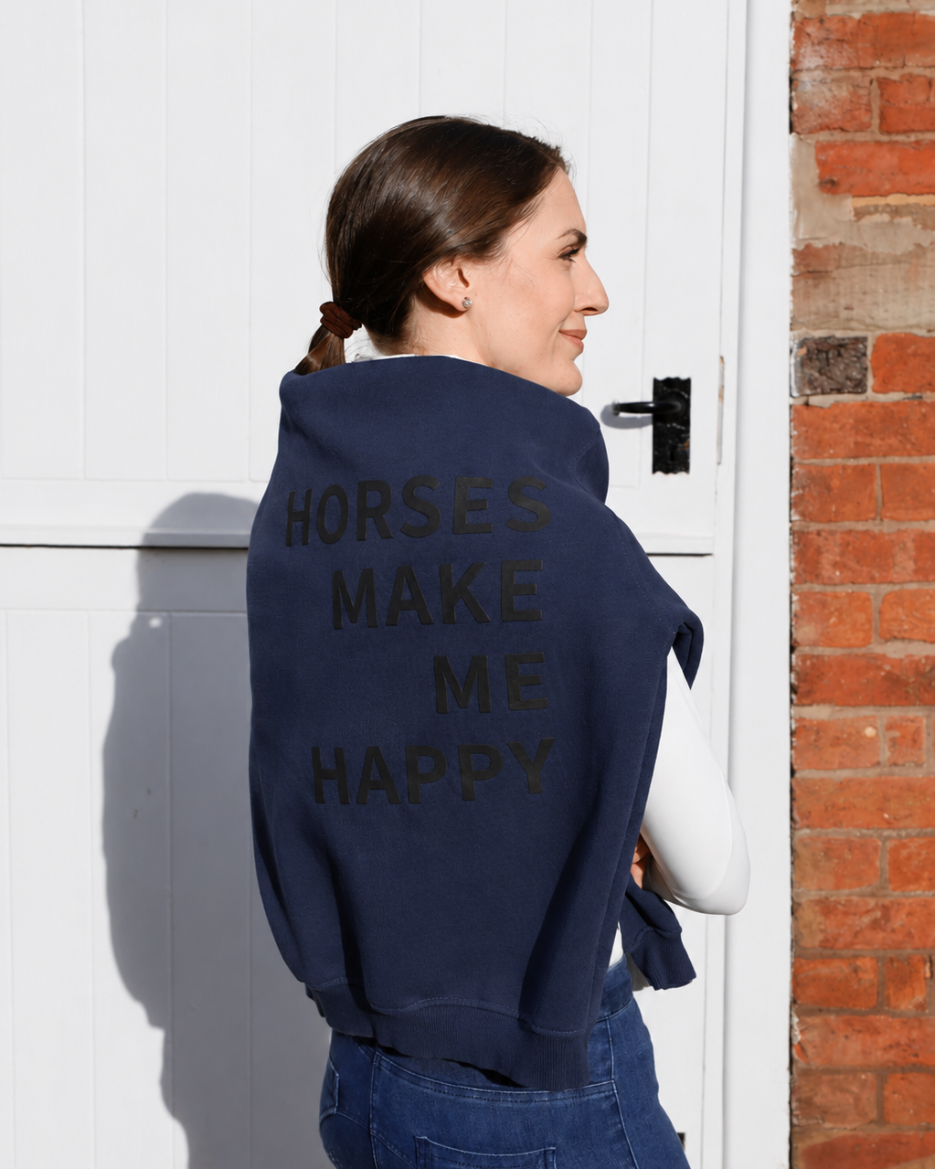 HORZEHOODS® Blue Basicz Oversized 'Horses make me Happy' Hoodie
