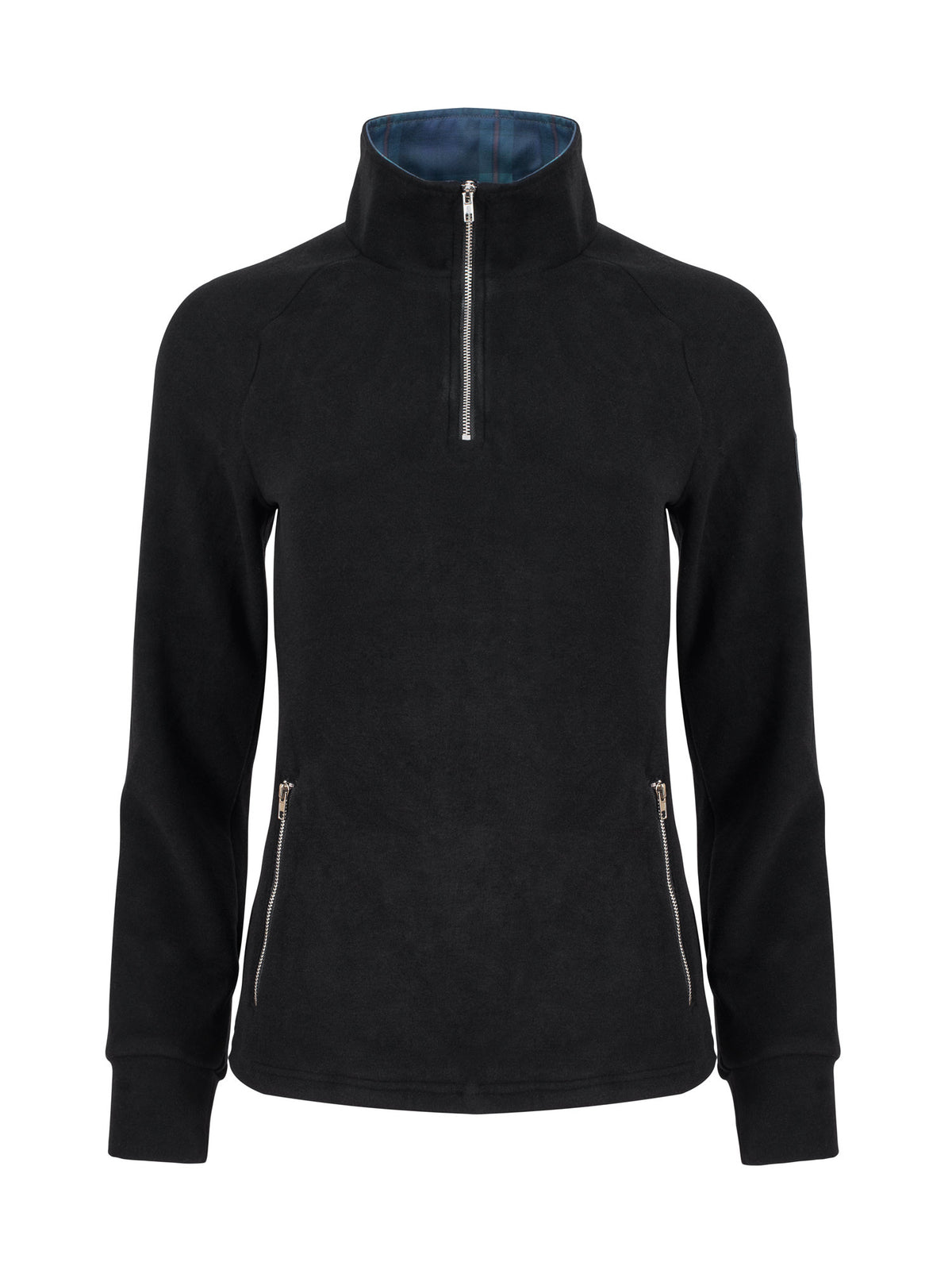 HORZEHOODS® Black Tartan Aila 1/4 Zip Fleece Sweater - With Zip Pockets (PREORDER)