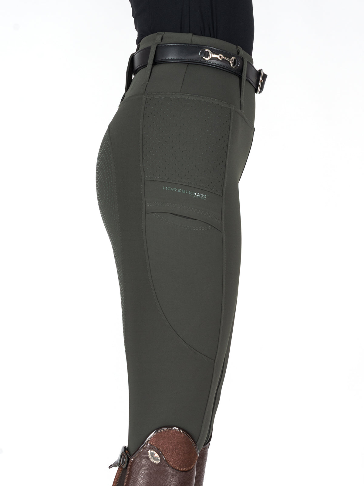 HORZEHOODS® Heritage Green V-Seam Air2 Riding Leggings - Breathable Equestrian Tights