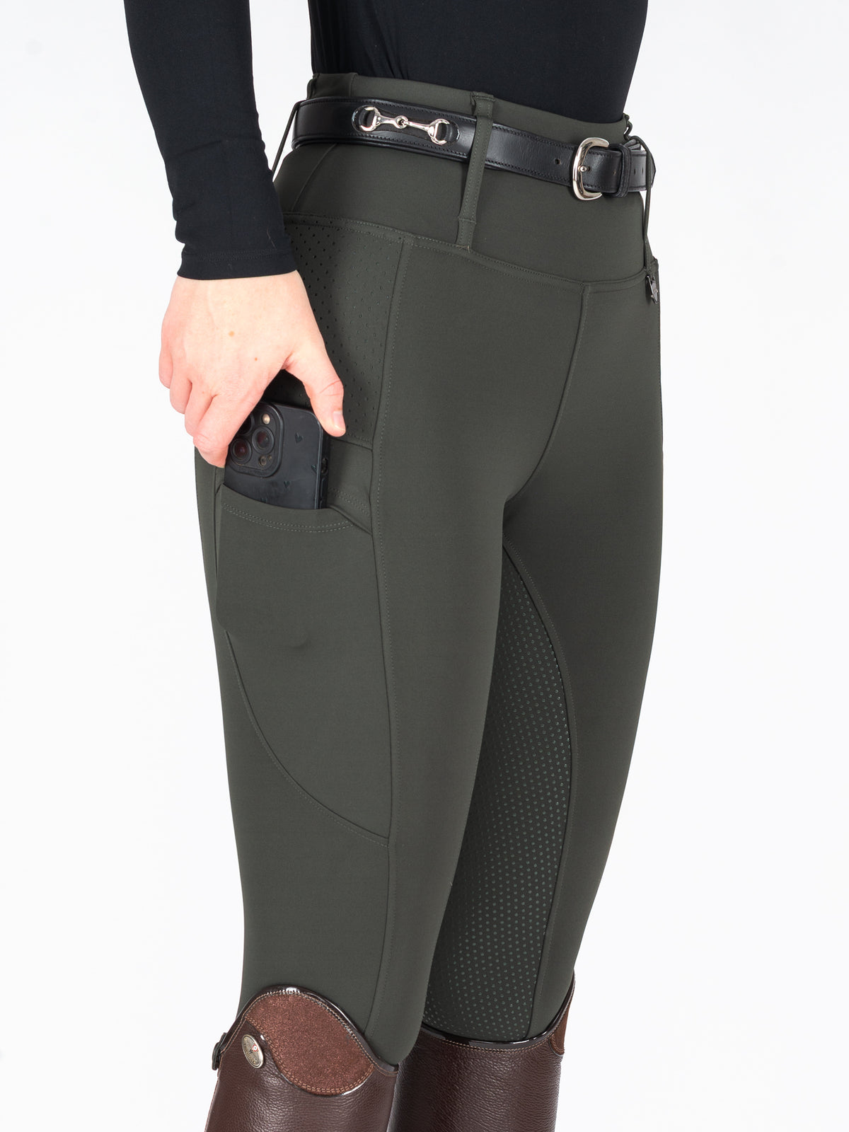 HORZEHOODS® Heritage Green V-Seam Air2 Riding Leggings - Breathable Equestrian Tights