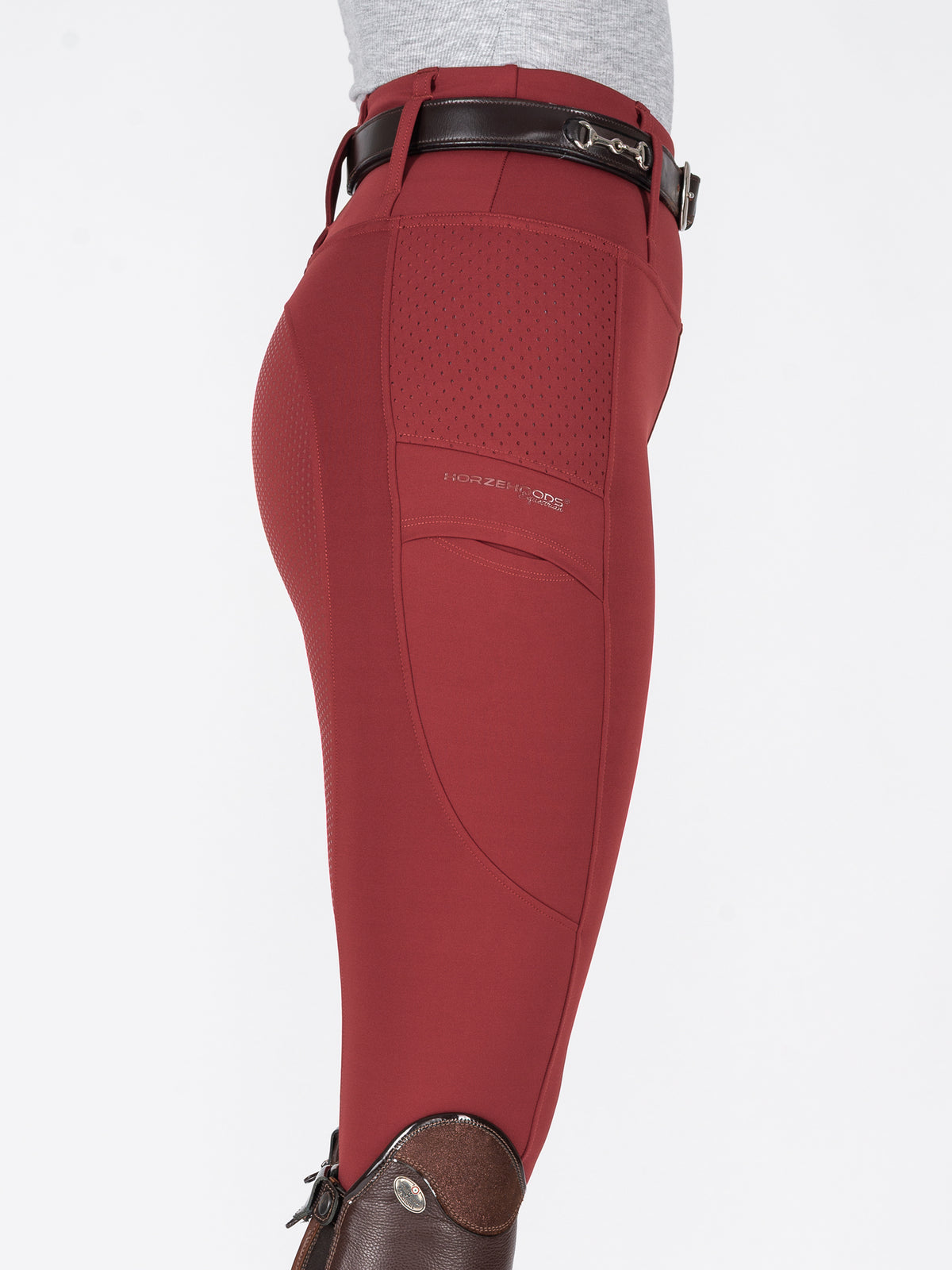 HORZEHOODS® Heritage Maroon V-Seam Air2 Riding Leggings - Breathable Equestrian Tights