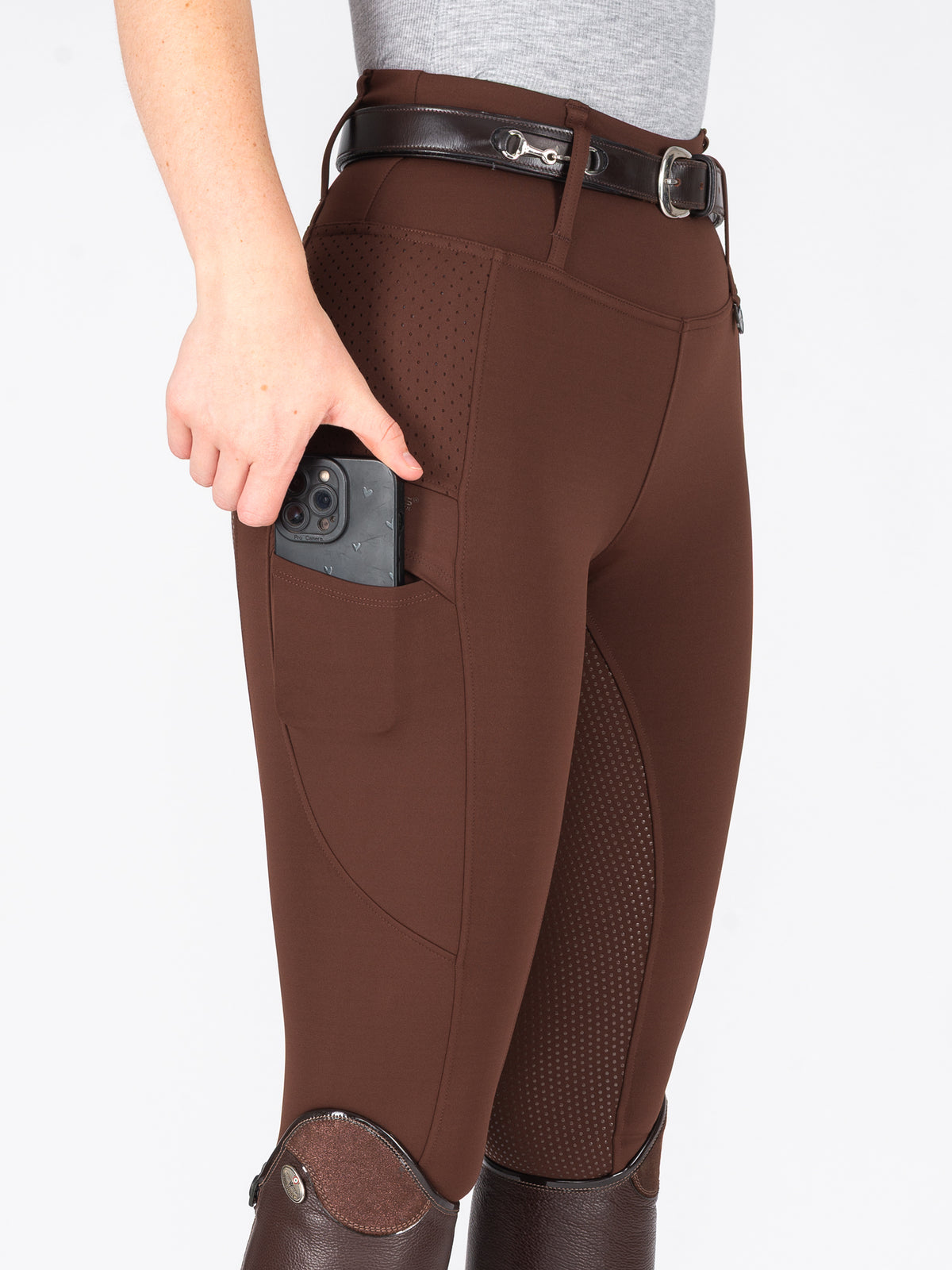 HORZEHOODS® Teddy Brown V-Seam Air2 Riding Leggings - Breathable Equestrian Tights