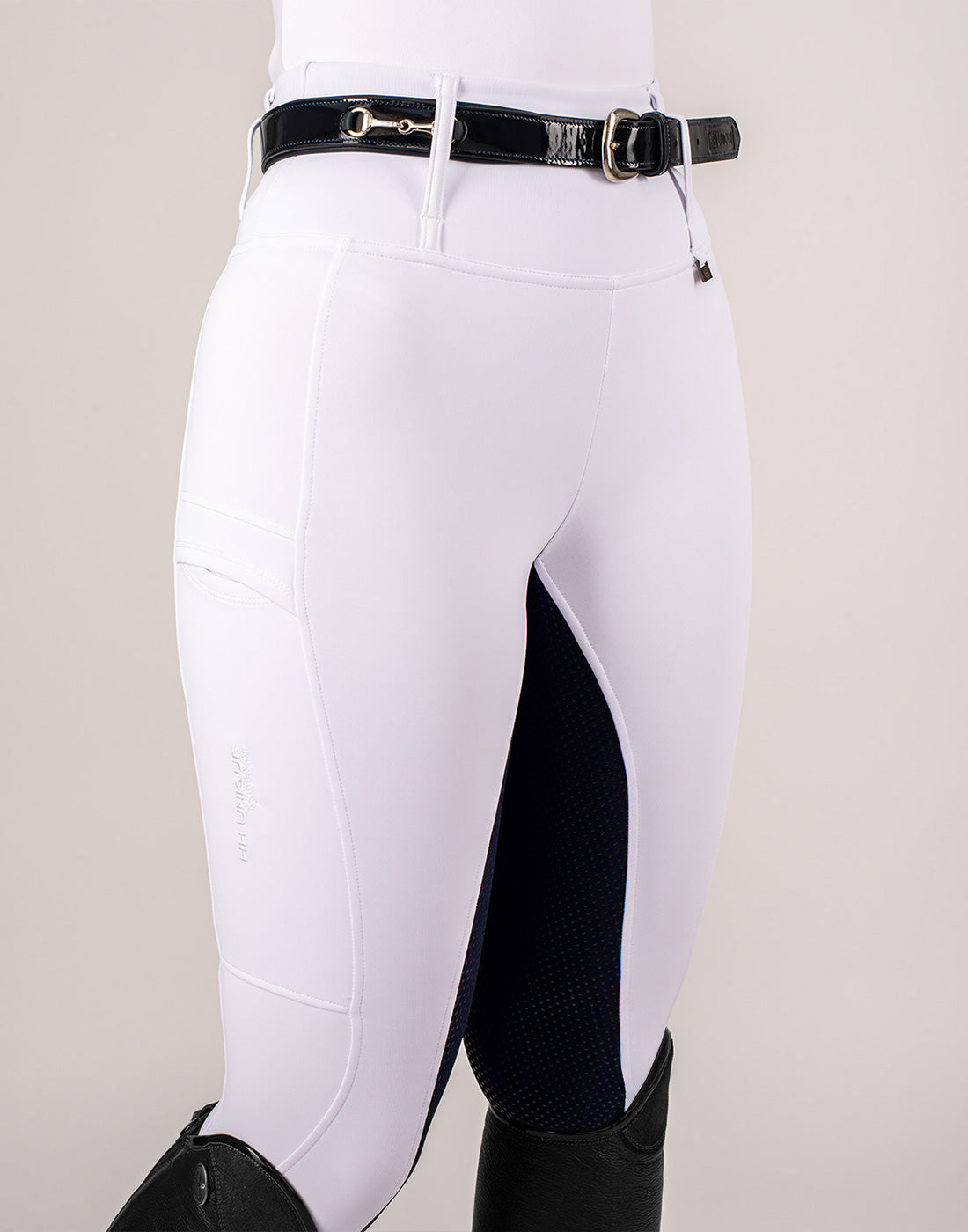 HORZEHOODS® White & Navy Competition Leggings | Riding Tights