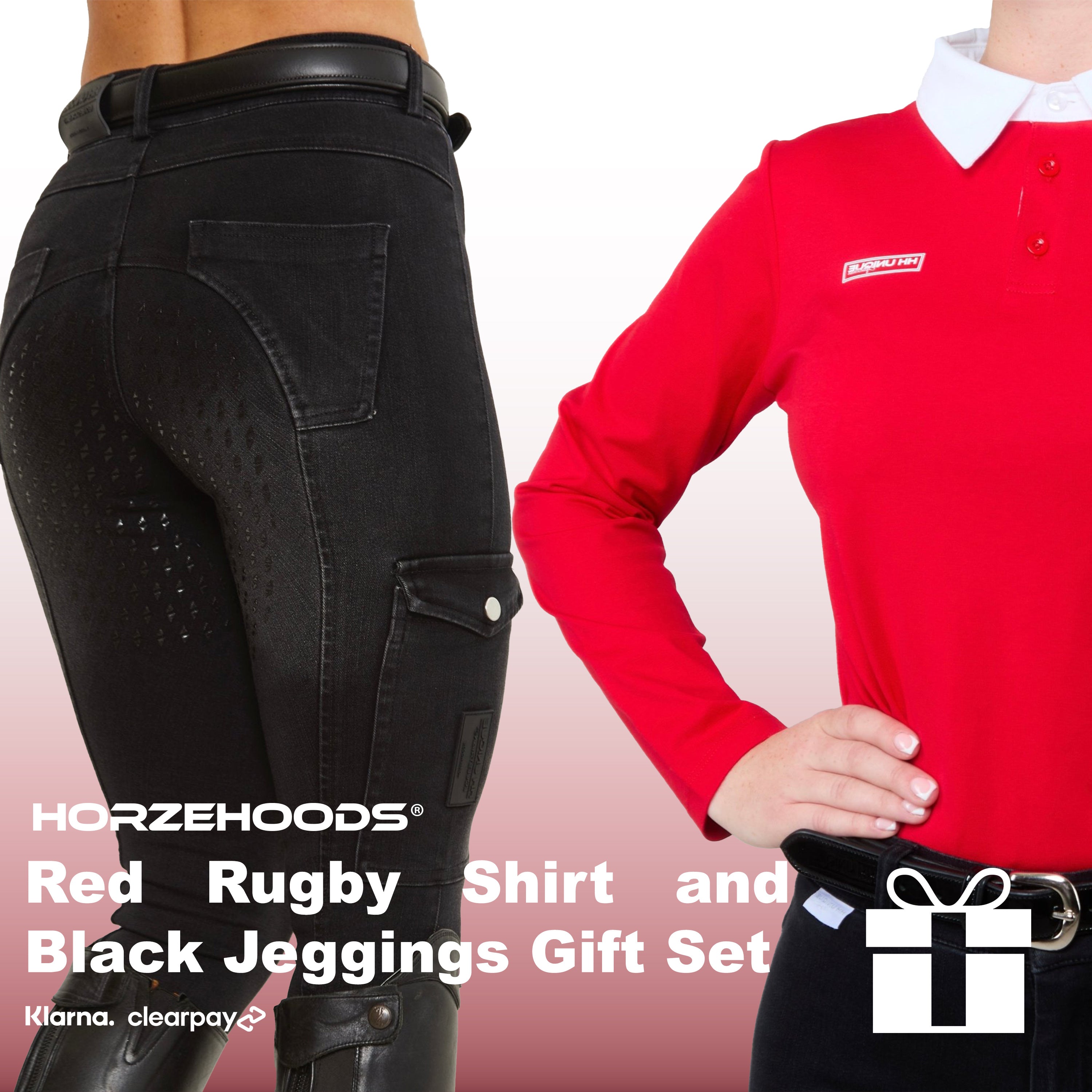 HORZEHOODS® Red Rugby Shirt and Black Jeggings Gift Set (Bundle & Save)