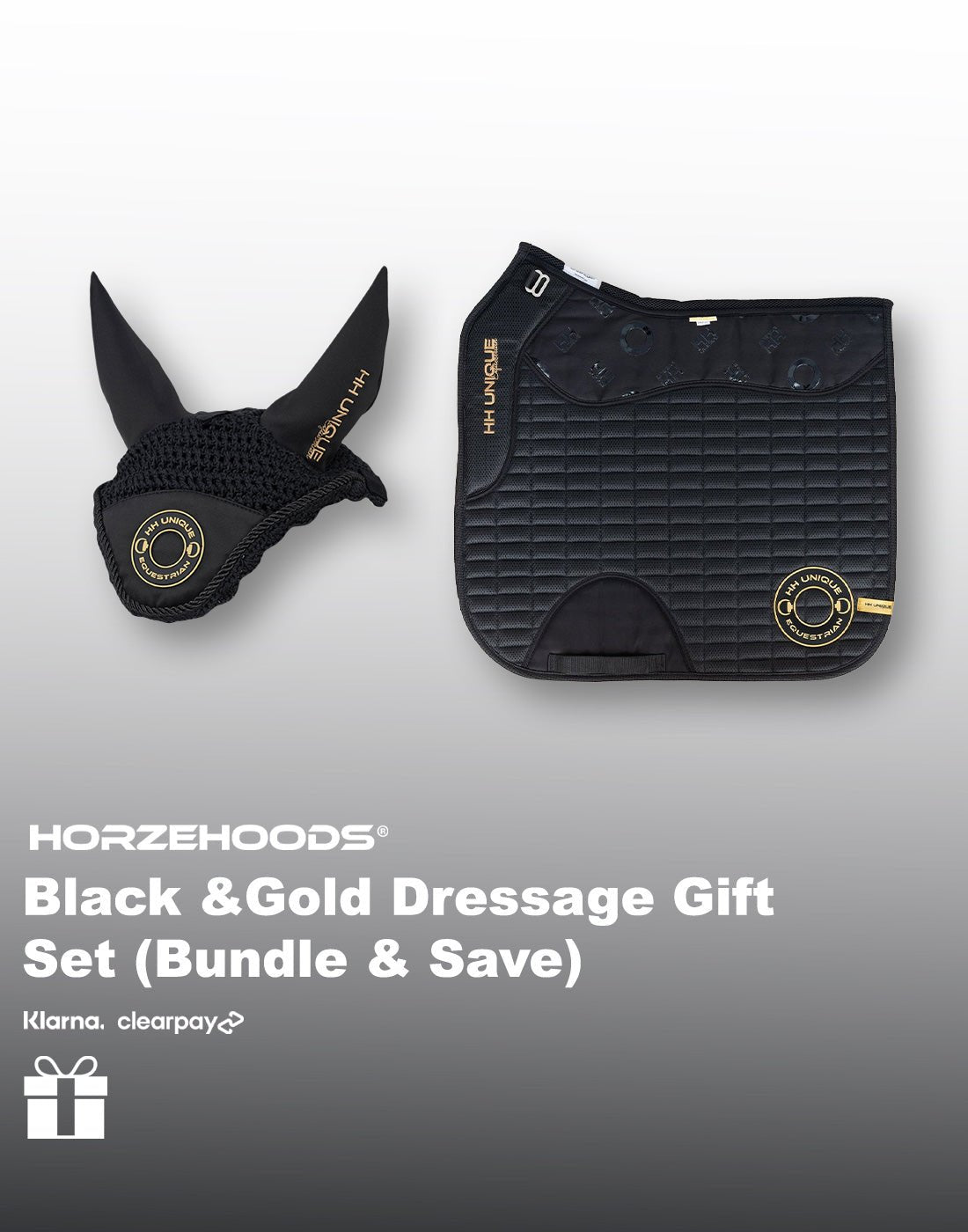 HORZEHOODS® Black and Gold Dressage Gift Set (Bundle & Save) - Horzehoods