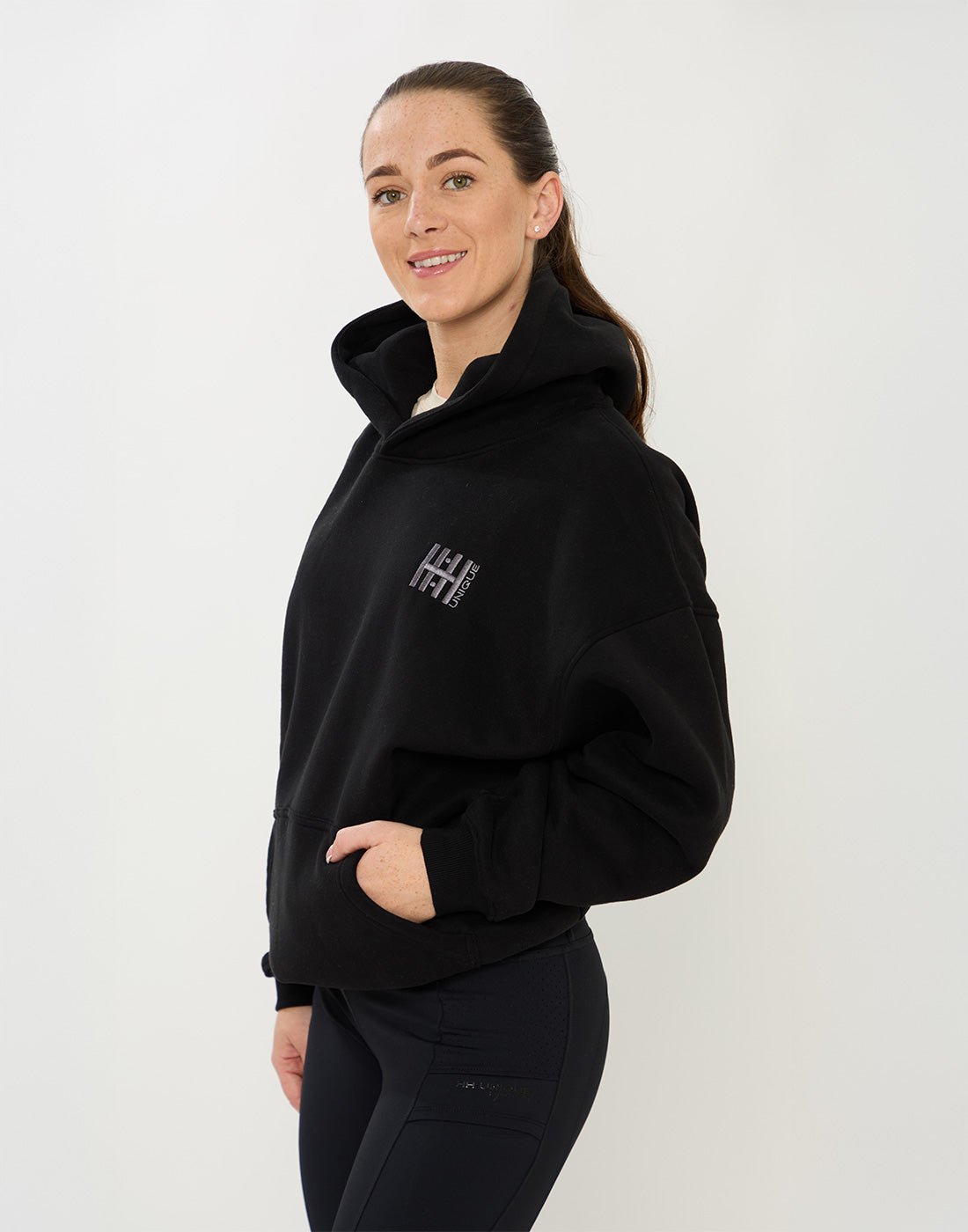 HORZEHOODS® Black Basicz Oversized 'Horses make me Happy' Hoodie - Horzehoods5056725025908