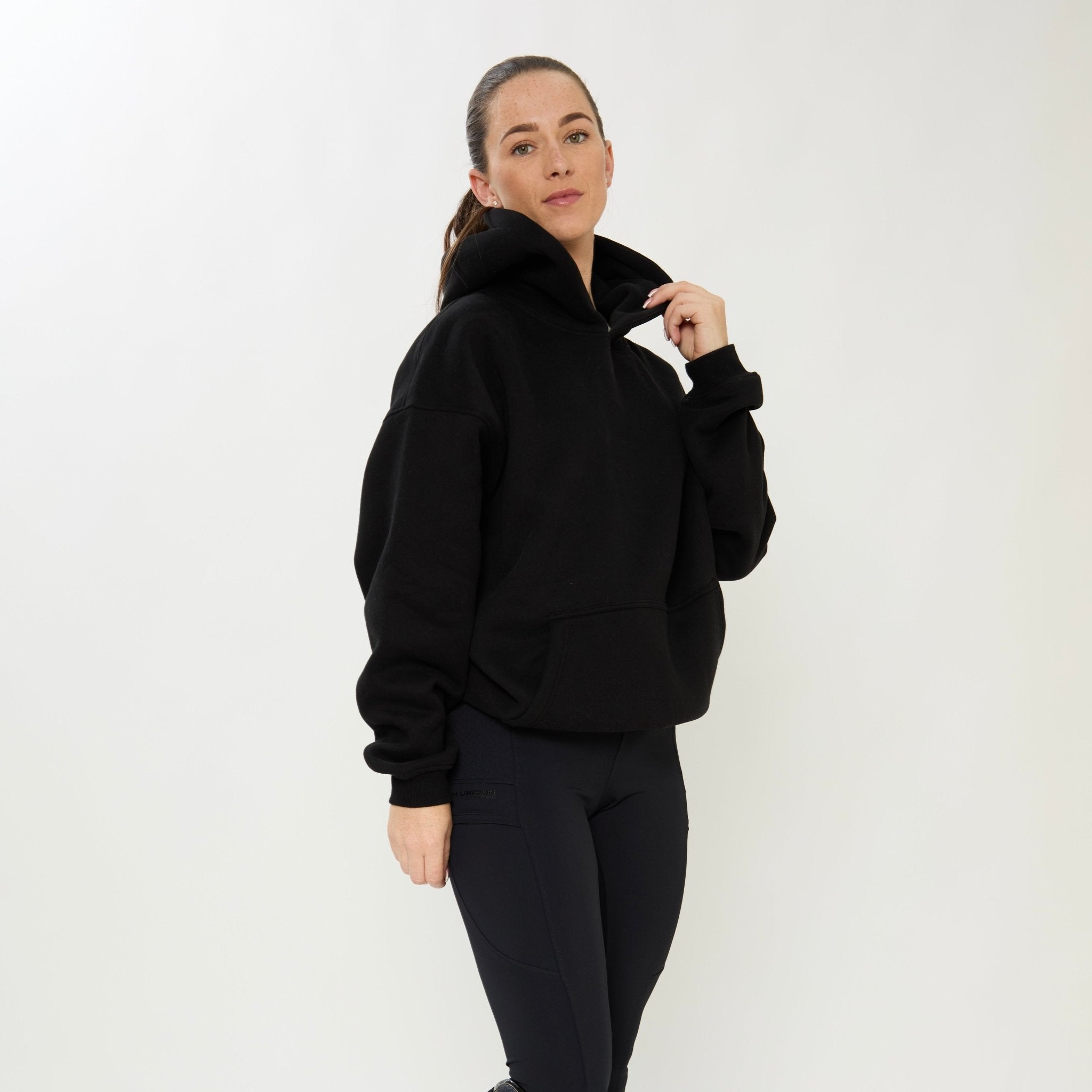 HORZEHOODS® Black Basicz Oversized 'Horses make me Happy' Hoodie - Horzehoods5056725021474