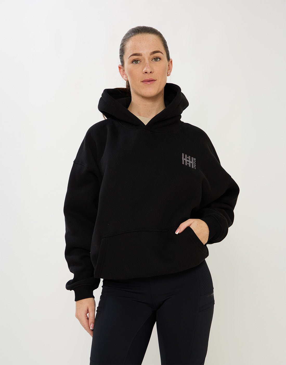 HORZEHOODS® Black Basicz Oversized 'Horses make me Happy' Hoodie - Horzehoods5056725025908