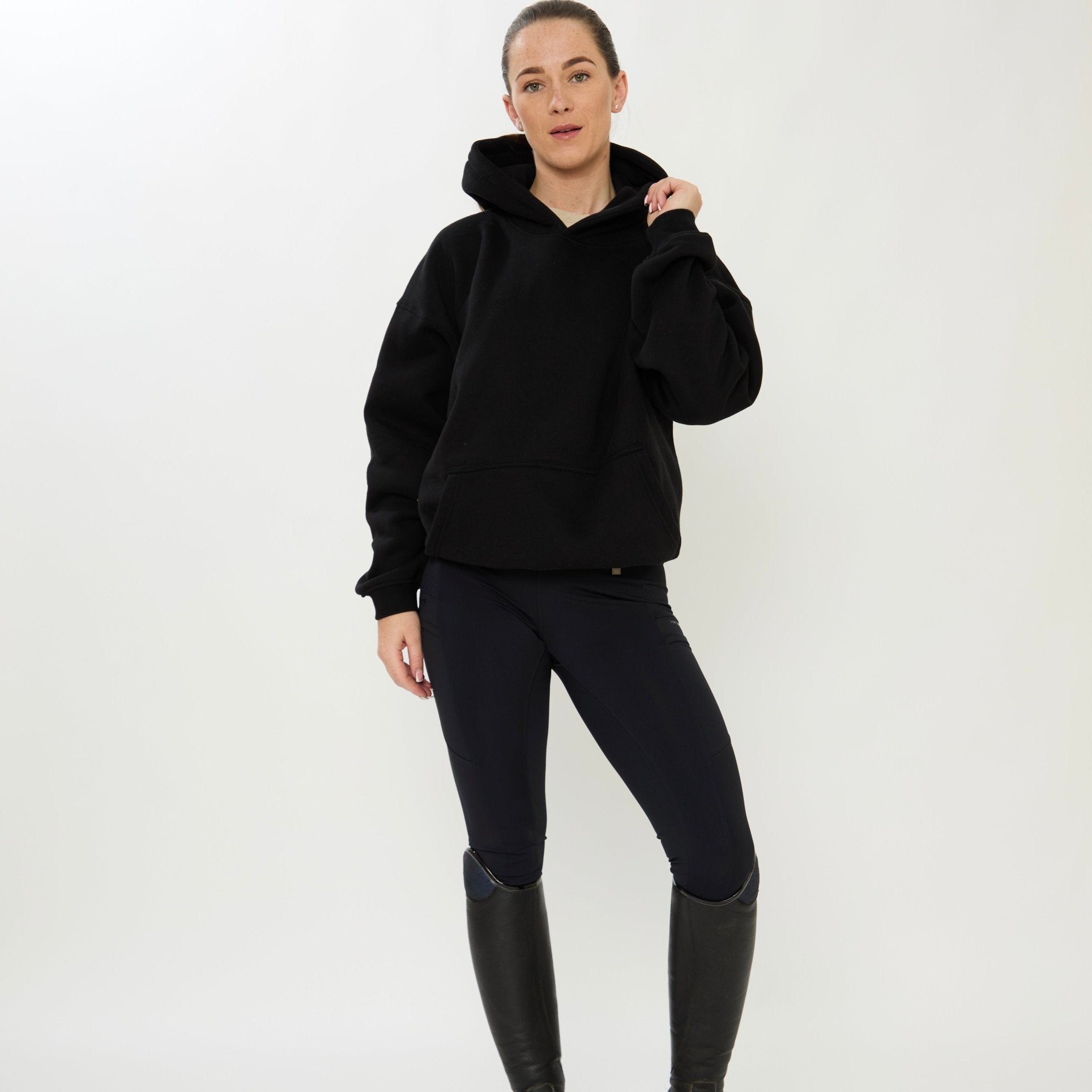 HORZEHOODS® Black Basicz Oversized 'Horses make me Happy' Hoodie - Horzehoods5056725021474