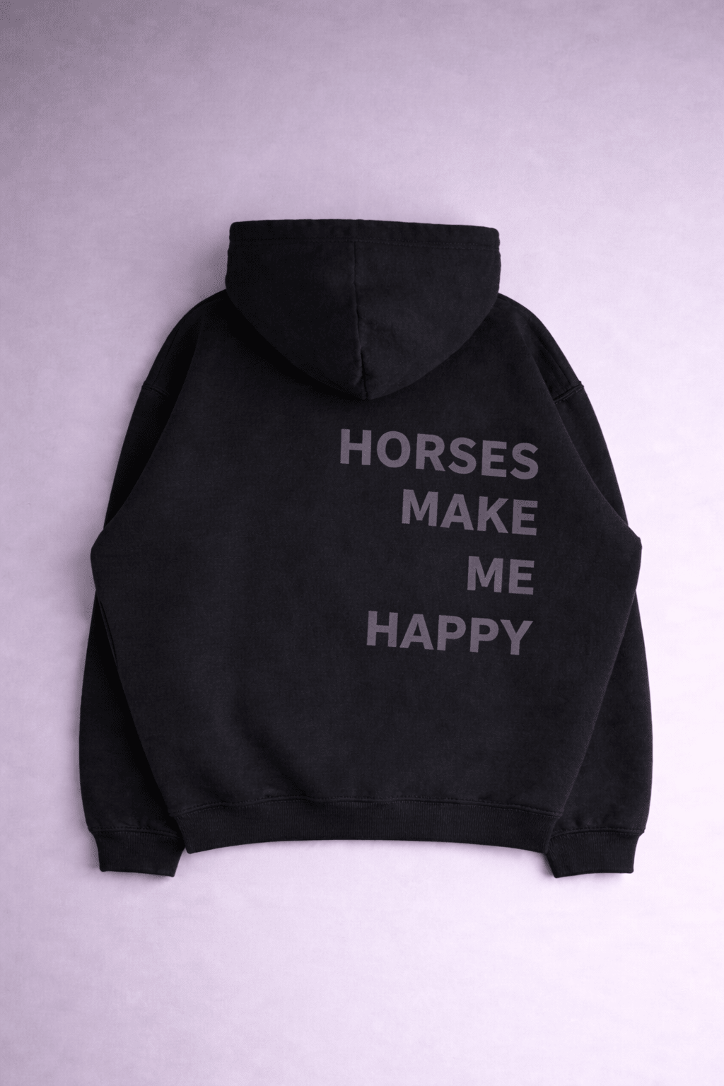 HORZEHOODS® Black Basicz Oversized 'Horses make me Happy' Hoodie - Horzehoods5056725025908