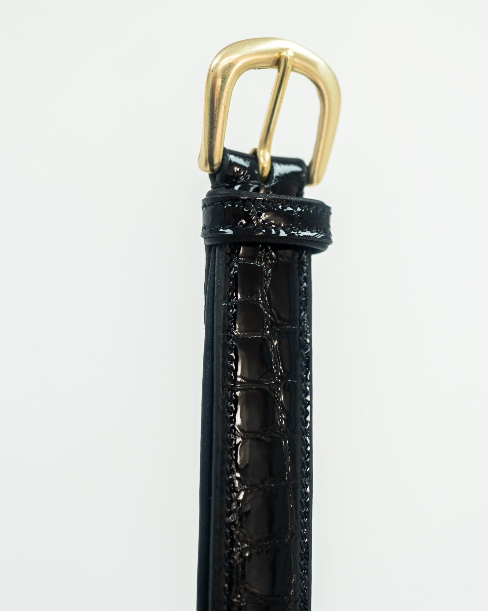 HORZEHOODS® Black & Gold Croc Leather Luxury Snaffle Belt - Horzehoods