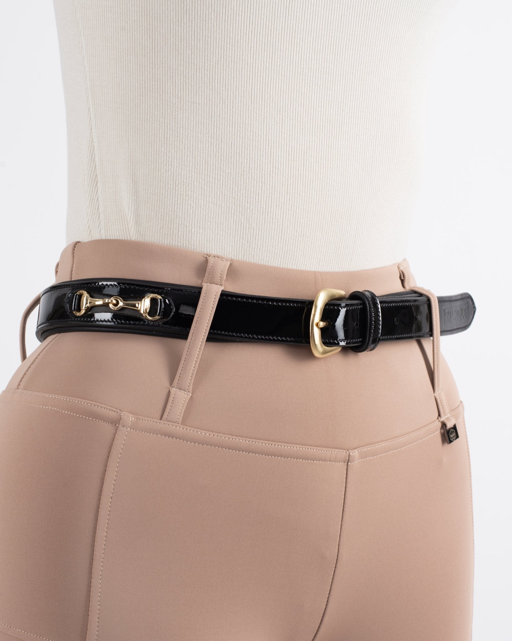 HORZEHOODS® Black & Gold Patent Leather Luxury Snaffle Belt - Horzehoods