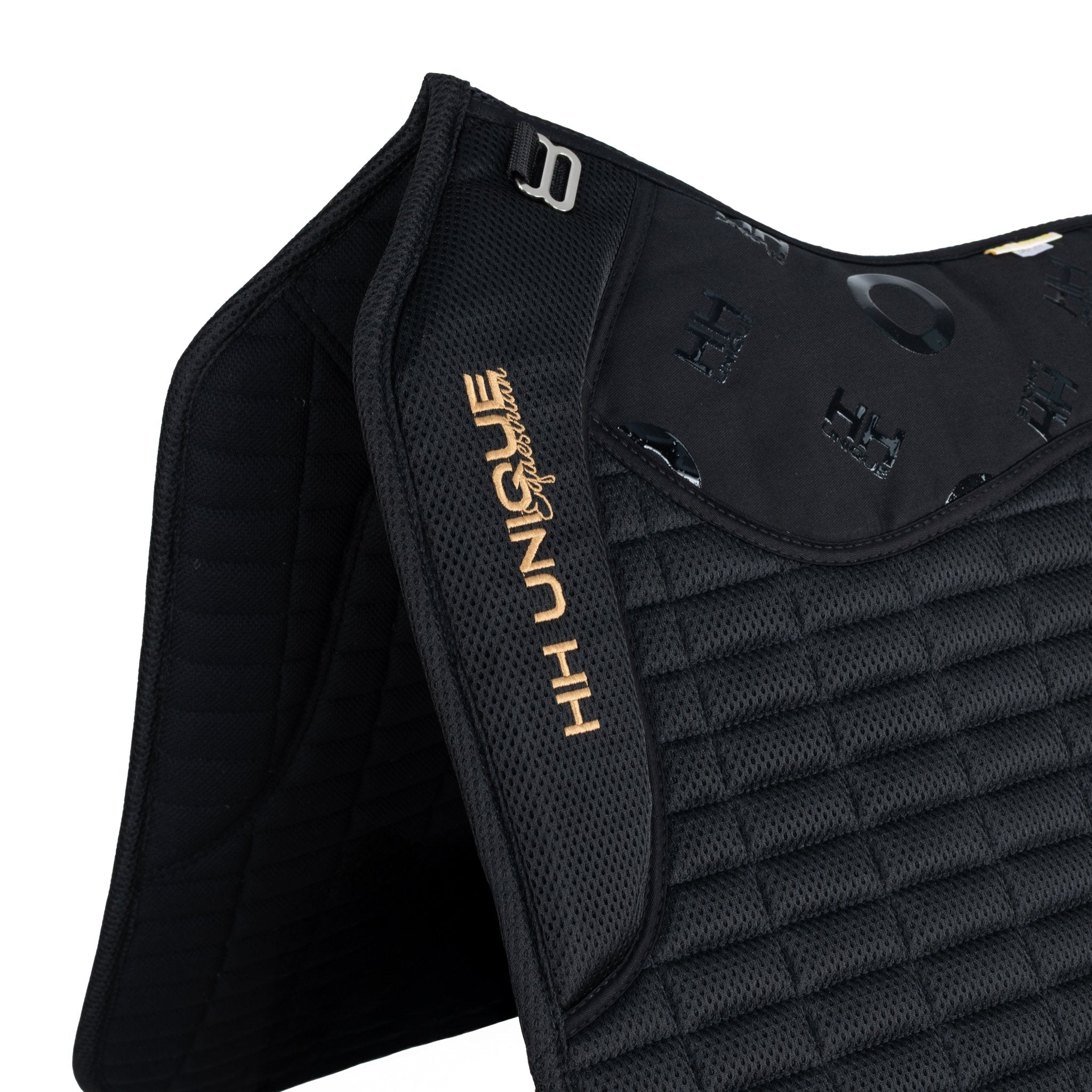 HORZEHOODS® Black & Gold Porthole AirGel Pad Dressage - Horzehoods5056725017491