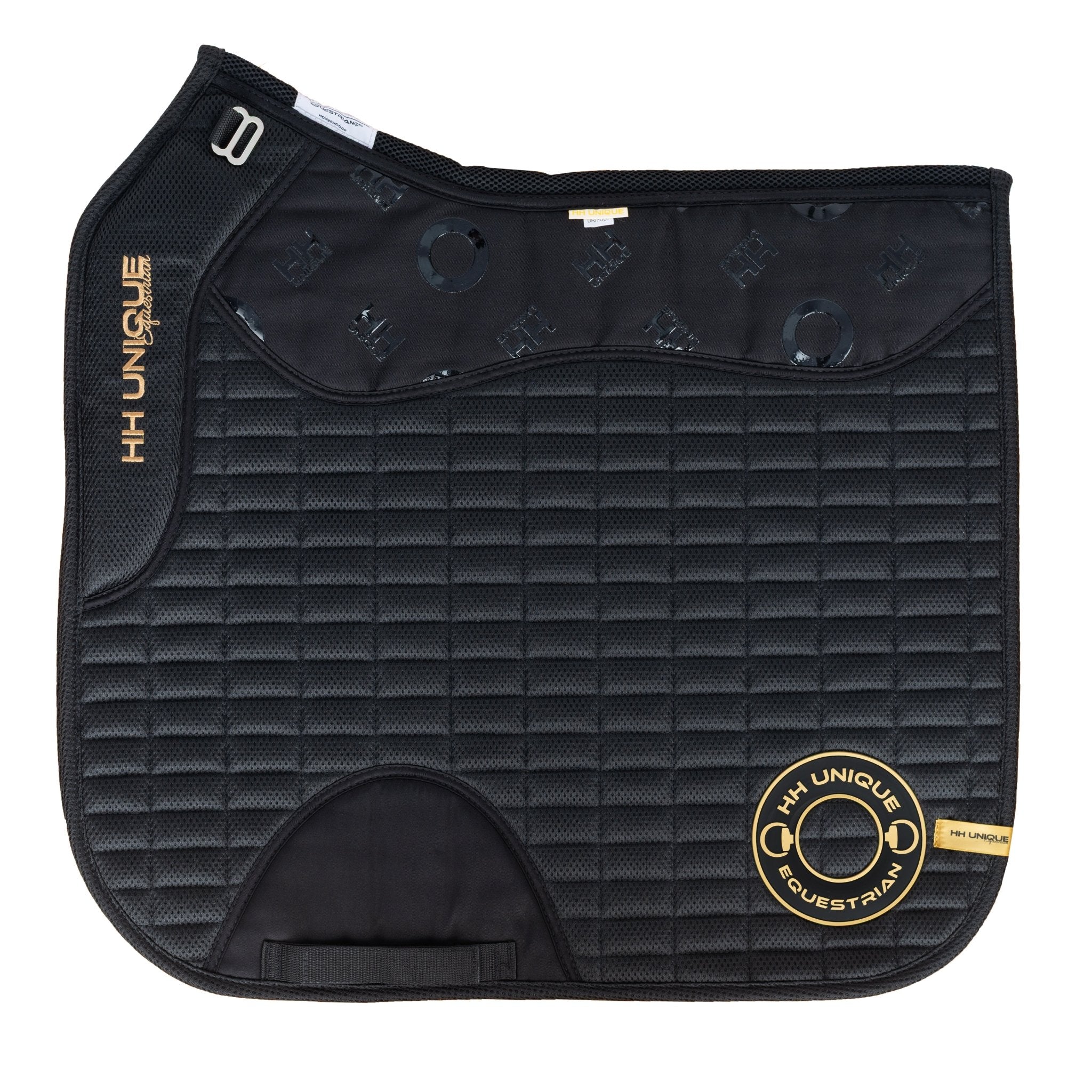 HORZEHOODS® Black & Gold Porthole AirGel Pad Dressage - Horzehoods5056725017491