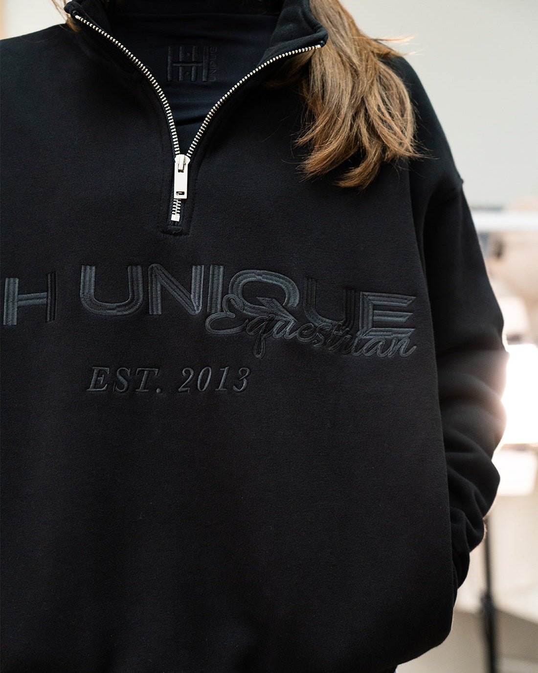 HORZEHOODS® Black Luxury Quarter Zip Jumper With Pockets (unisex) - Horzehoods5056725028312