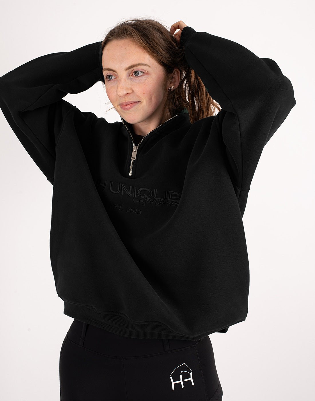 HORZEHOODS® Black Luxury Quarter Zip With Pockets - Horzehoods