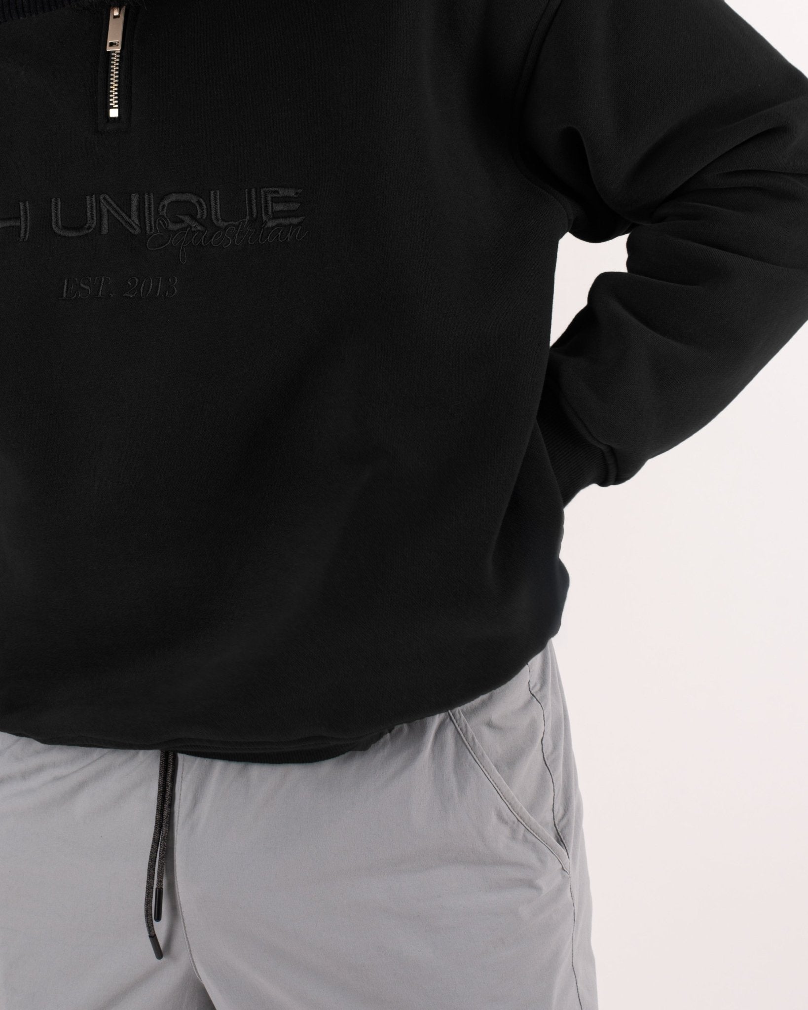 HORZEHOODS® Black Luxury Quarter Zip With Pockets - Horzehoods