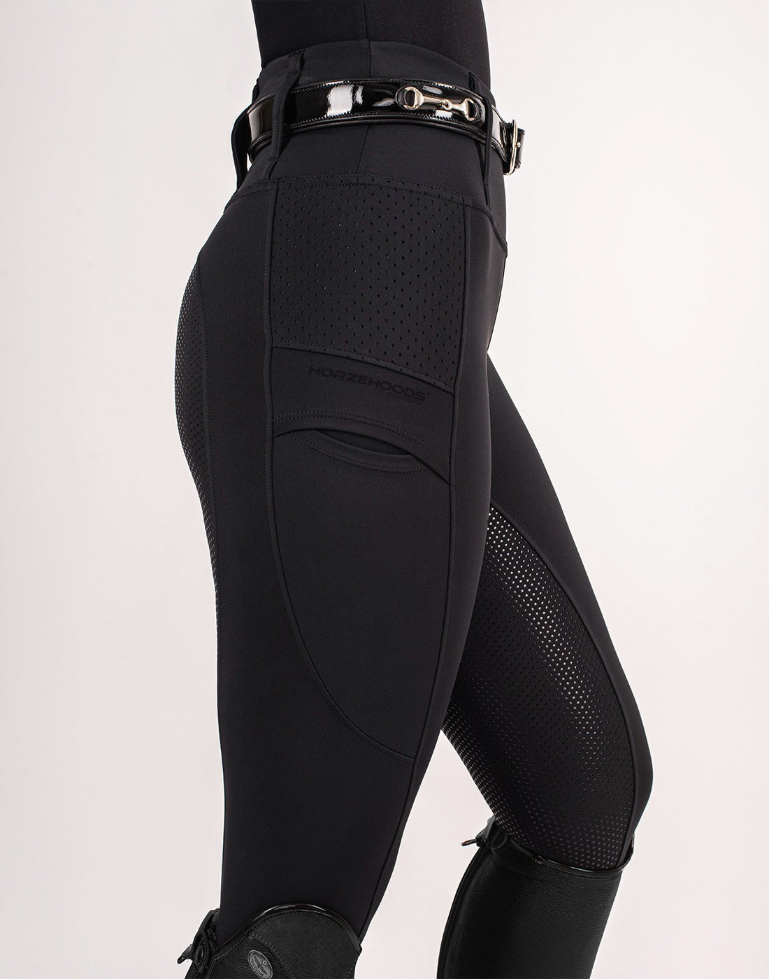 HORZEHOODS® Black V-Seam Air2 Riding Leggings - Breathable Equestrian Tights
