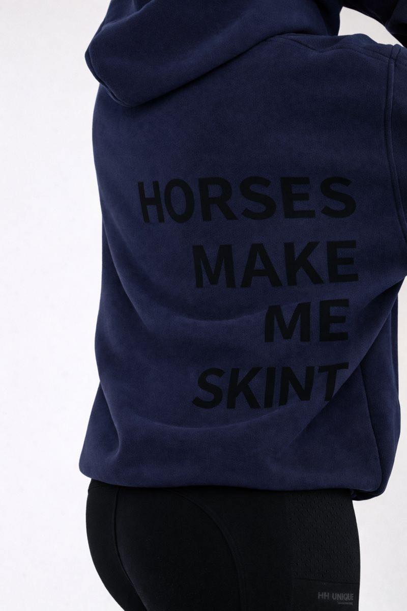 HORZEHOODS® Blue Basicz Oversized 'Horses make me Skint' Hoodie - Horzehoods5056725026776
