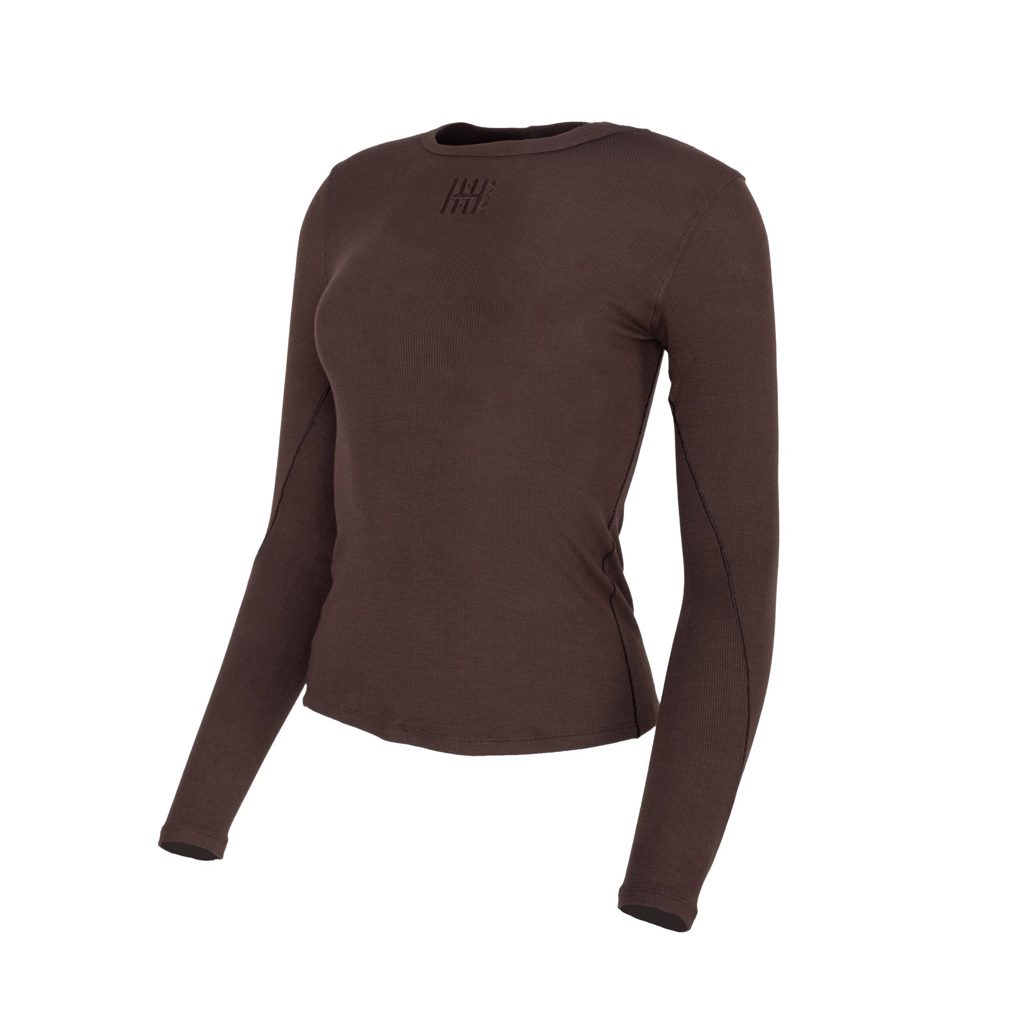 HORZEHOODS® Brown Long Sleeve Ultra Soft Basicz Ribbed Top - Horzehoods5056725022297