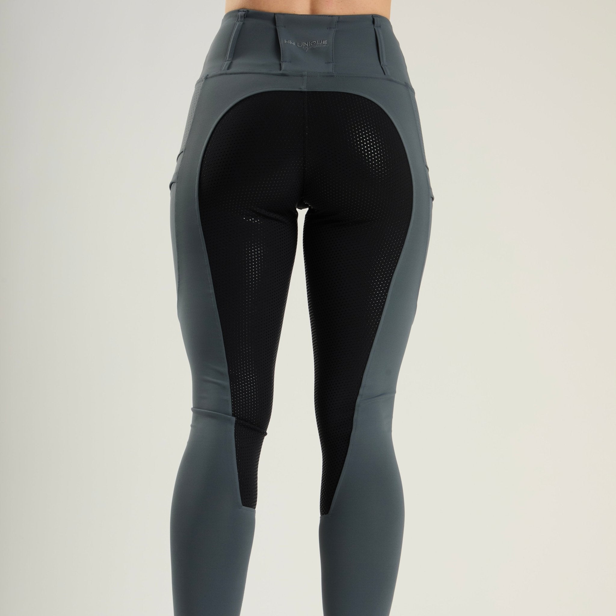 HORZEHOODS® Grey & Black Seat V - Seam Air2 Riding Leggings - Breathable Equestrian Tights - Horzehoods5056725015114