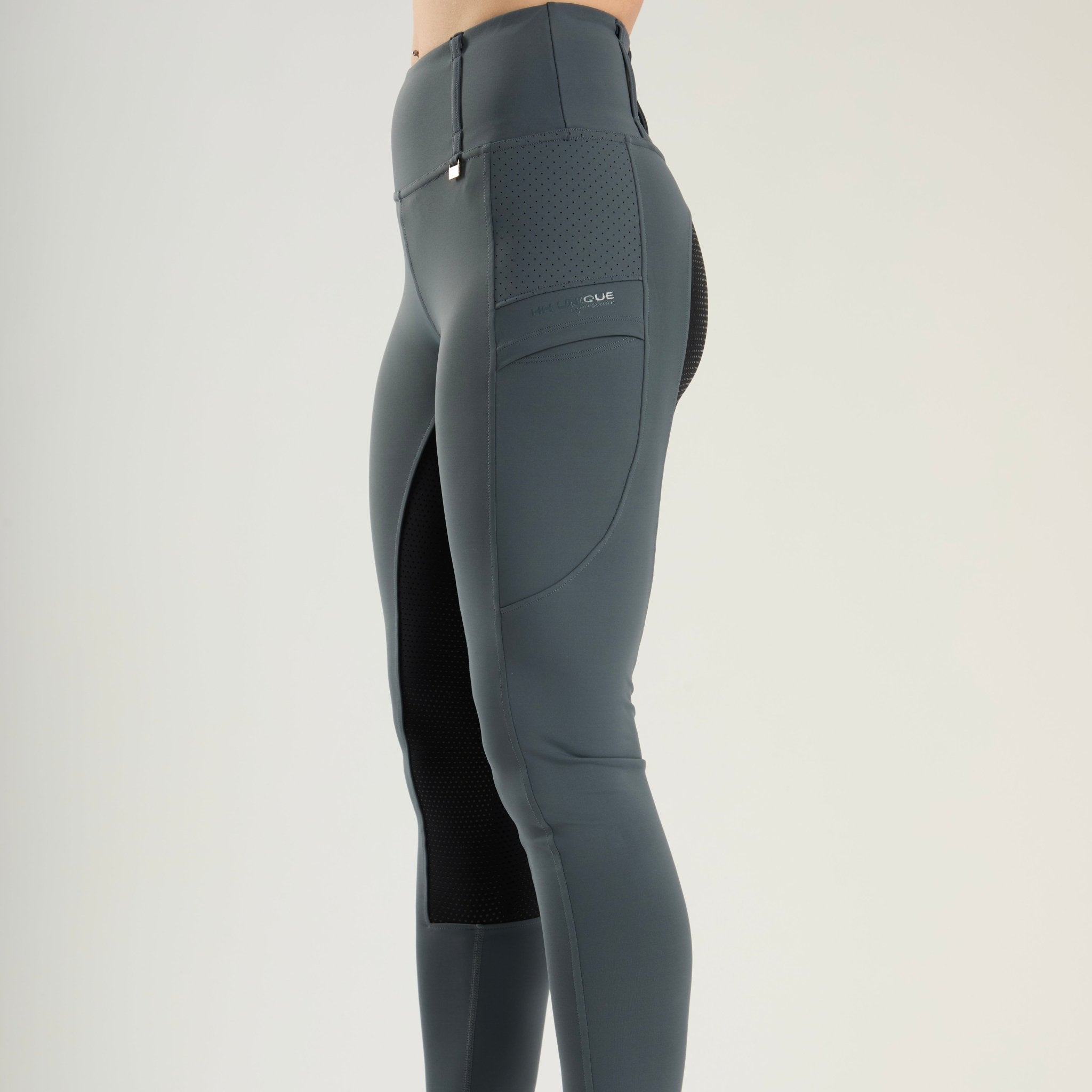 HORZEHOODS® Grey & Black Seat V - Seam Air2 Riding Leggings - Breathable Equestrian Tights - Horzehoods5056725015114
