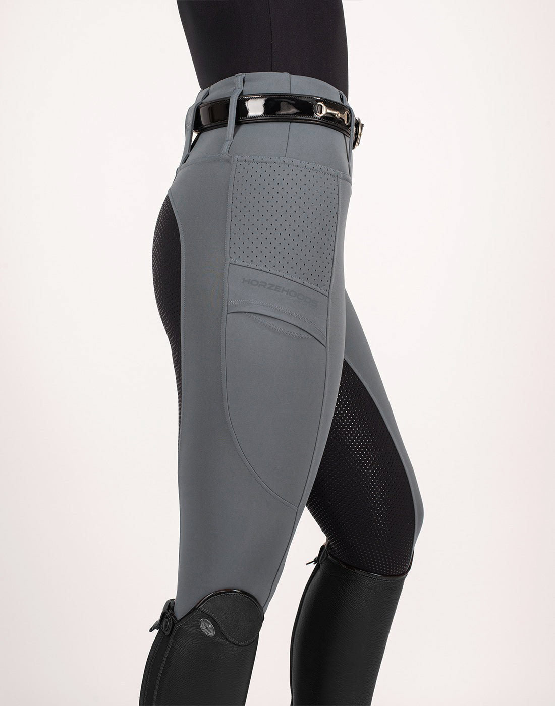 HORZEHOODS® Grey & Black V-Seam Air2 Riding Leggings - Breathable Equestrian Tights