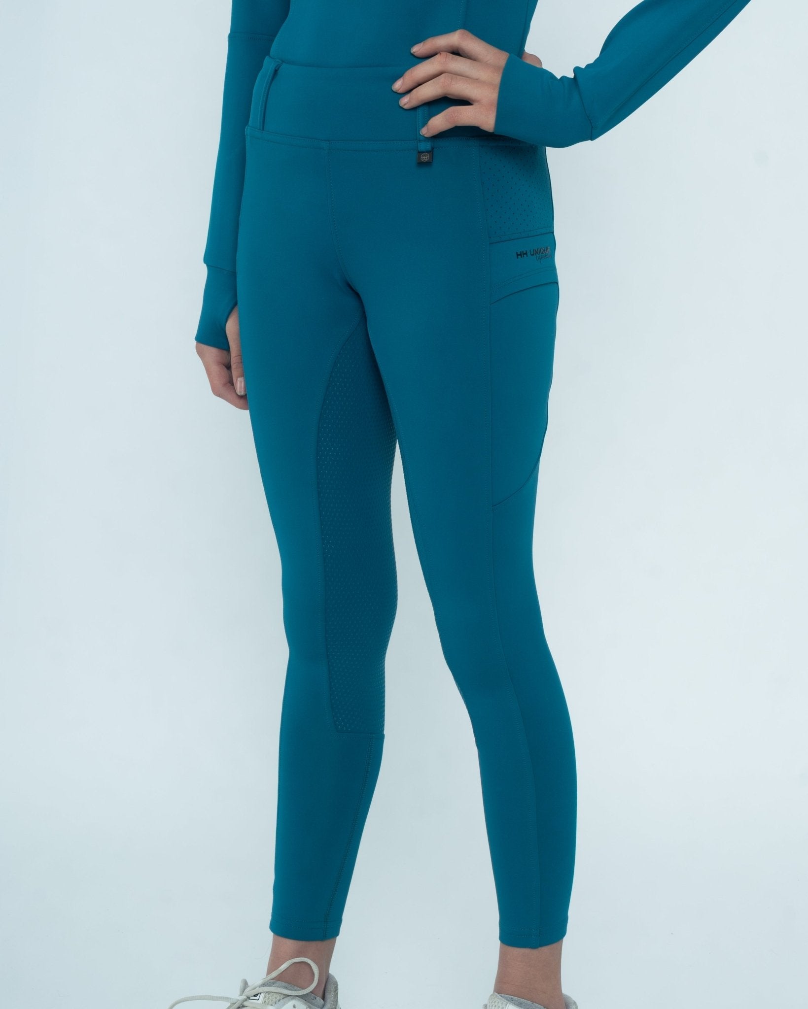HORZEHOODS® JUNIOR Teal V - Seam Thermo Riding Leggings - Horzehoods5056725018962