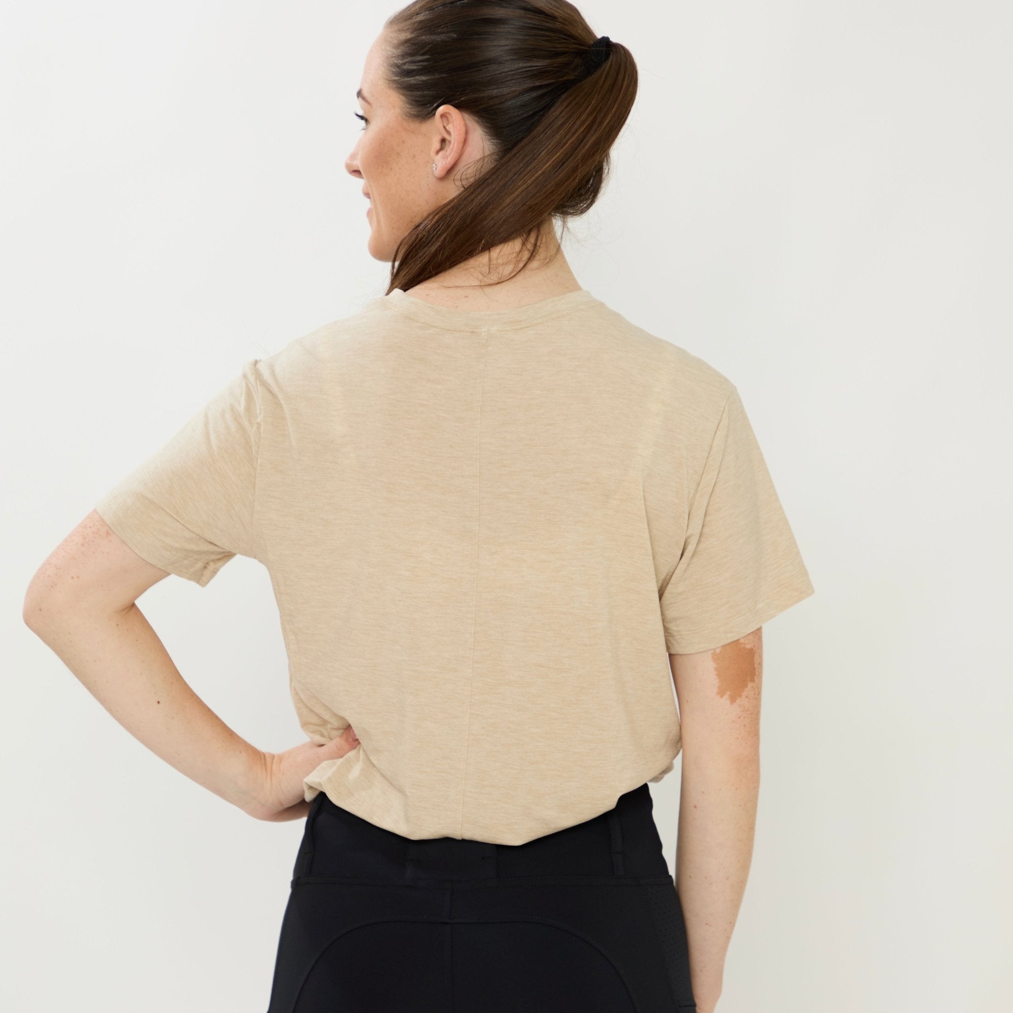 HORZEHOODS® Khaki Cream Merino Mix Basicz Tee - Horzehoods5056725021894