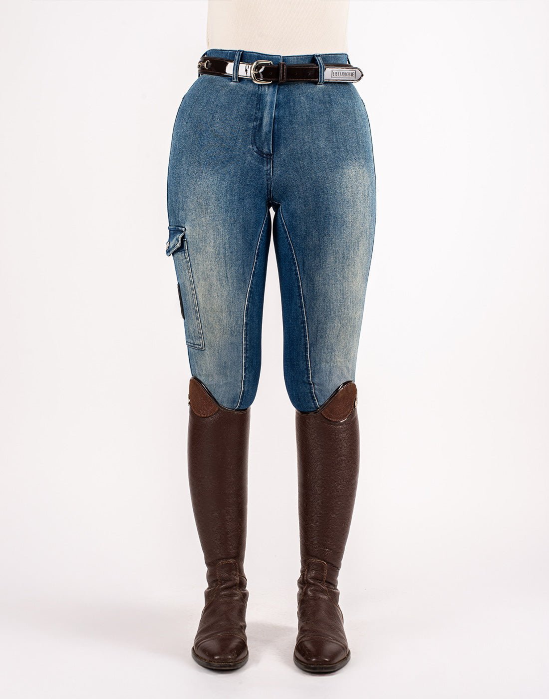 HORZEHOODS® Light Blue & Indigo Two Tone Demi Denim Jeggings - Horzehoods5056725028466