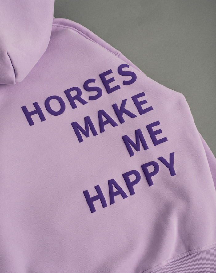 HORZEHOODS® Lilac Basicz Oversized 'Horses make me Happy' Hoodie - Horzehoods5056725025922