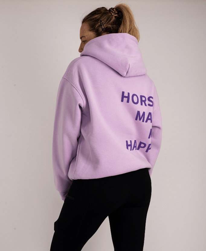 HORZEHOODS® Lilac Basicz Oversized 'Horses make me Happy' Hoodie - Horzehoods5056725025922