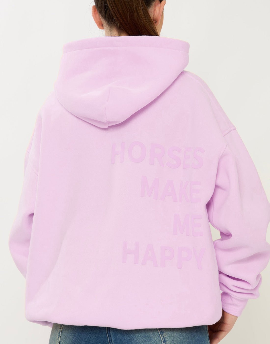 HORZEHOODS® Lilac Basicz Oversized 'Horses make me Happy' Hoodie - Horzehoods5056725025922