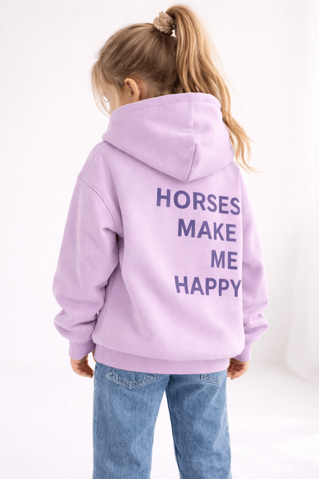 HORZEHOODS® Lilac Basicz Oversized 'Horses make me Happy' JUNIOR Hoodie (restock soon) - Horzehoods5056725026998