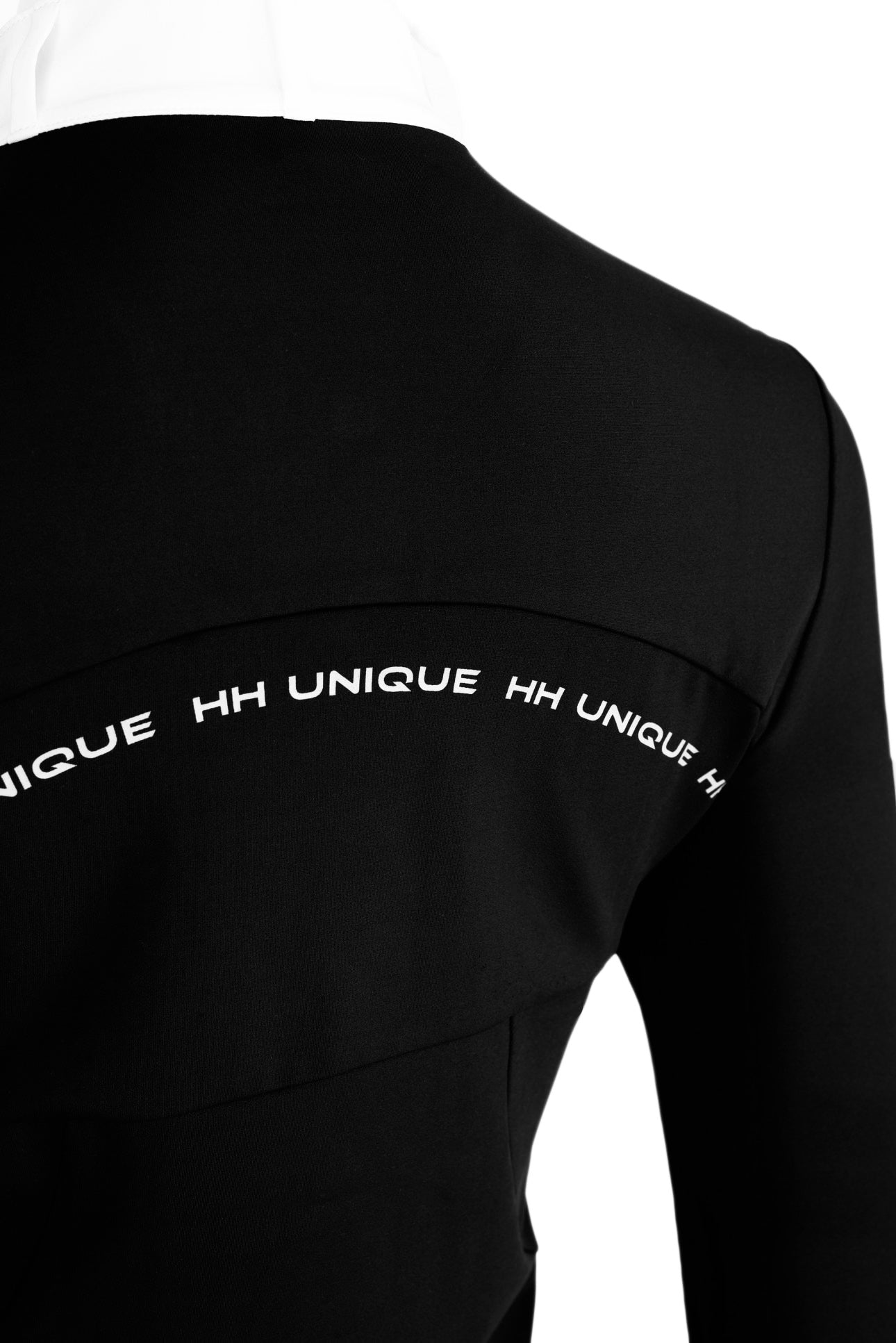 HORZEHOODS® Long Sleeve Classic Neck Tudor Competition Shirt – Black/White Contrast - Horzehoods