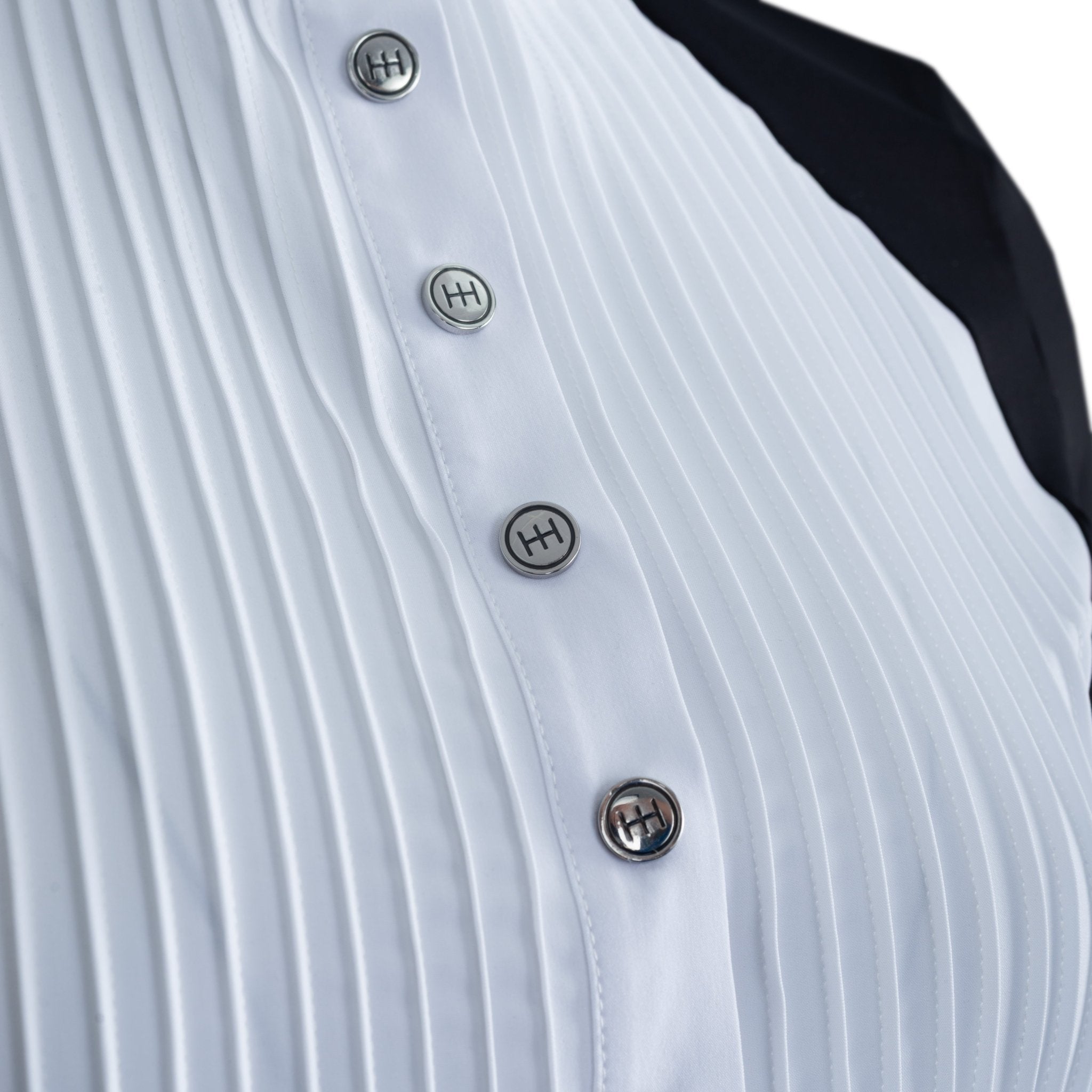 HORZEHOODS® Long Sleeve Classic Neck Tudor Competition Shirt – Black/White Contrast - Horzehoods5056725023225