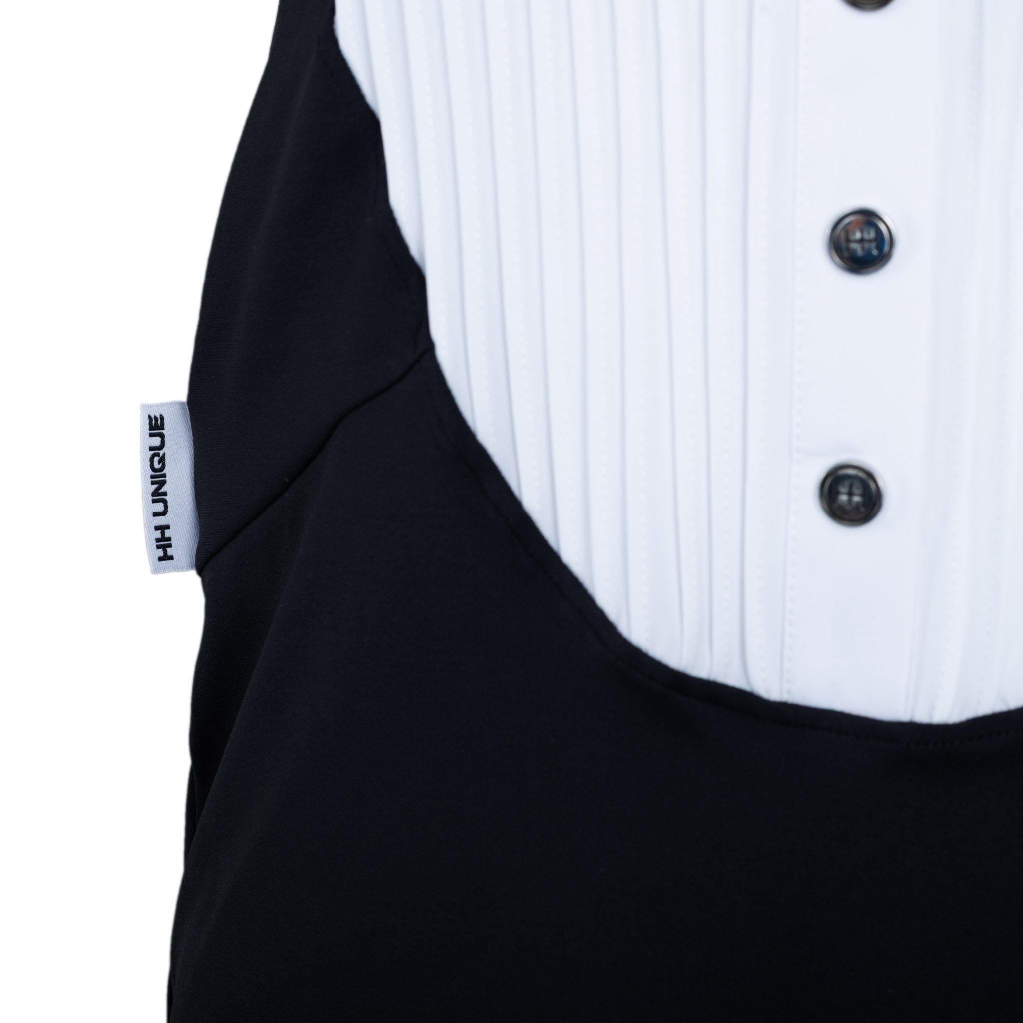 HORZEHOODS® Long Sleeve Classic Neck Tudor Competition Shirt – Black/White Contrast - Horzehoods5056725023225