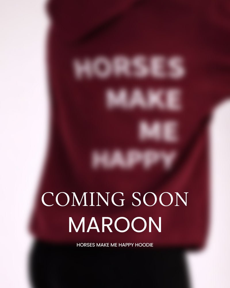 HORZEHOODS® Maroon Basicz Oversized 'Horses make me Happy' Hoodie - Horzehoods5056725026707