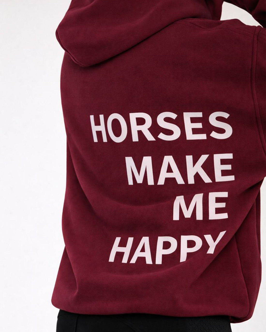 HORZEHOODS® Maroon Basicz Oversized 'Horses make me Happy' Hoodie - Horzehoods5056725026707