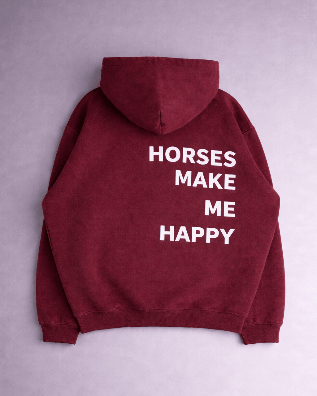 HORZEHOODS® Maroon Basicz Oversized 'Horses make me Happy' Hoodie - Horzehoods5056725026707