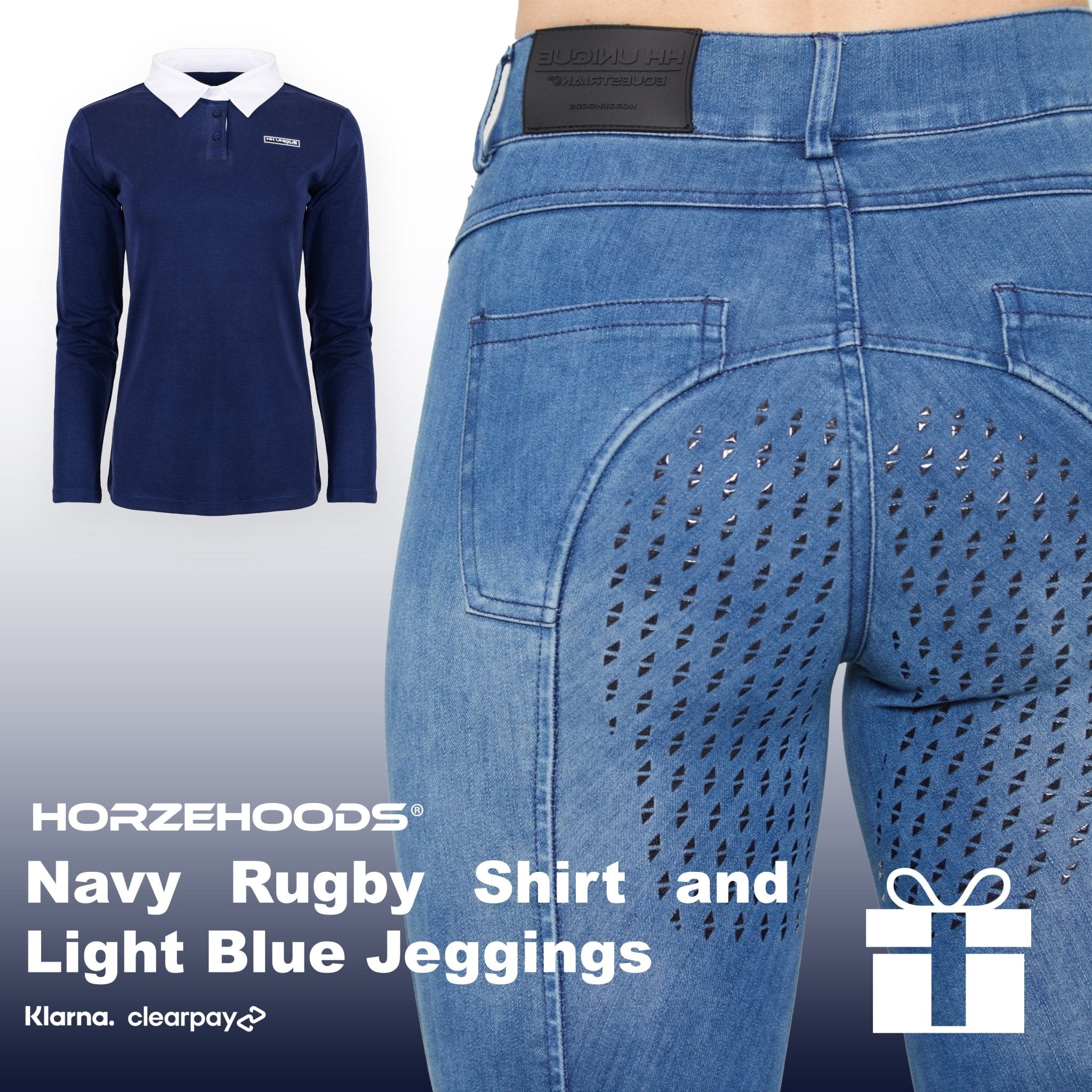 HORZEHOODS® Navy Rugby Shirt and Light Blue Jeggings Gift Set (Bundle & Save) - Horzehoods