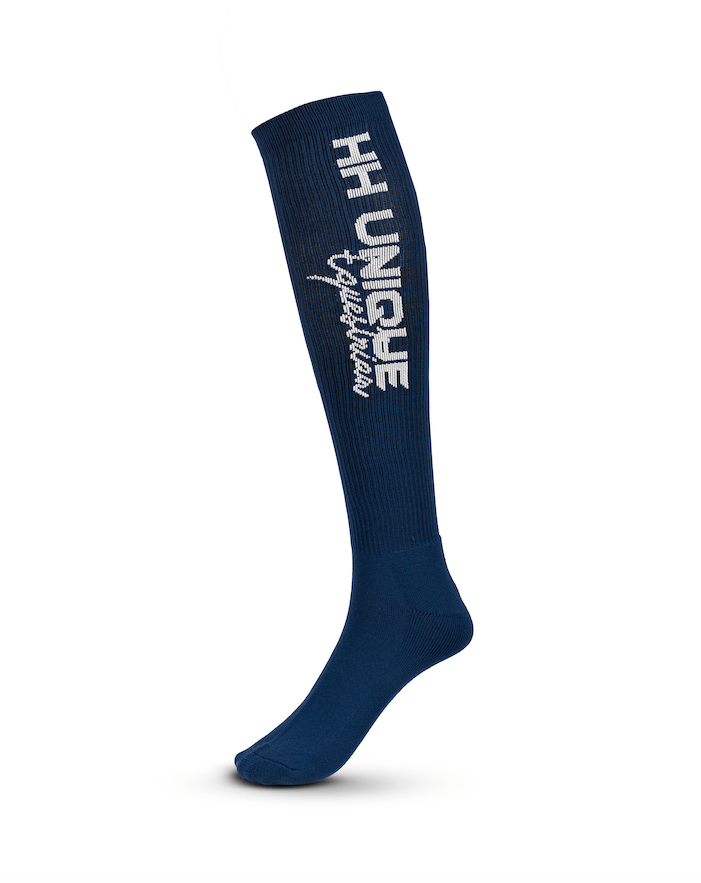 HORZEHOODS® Navy & Silver Ribbed Performance Riding Socks - Horzehoods5056725023997
