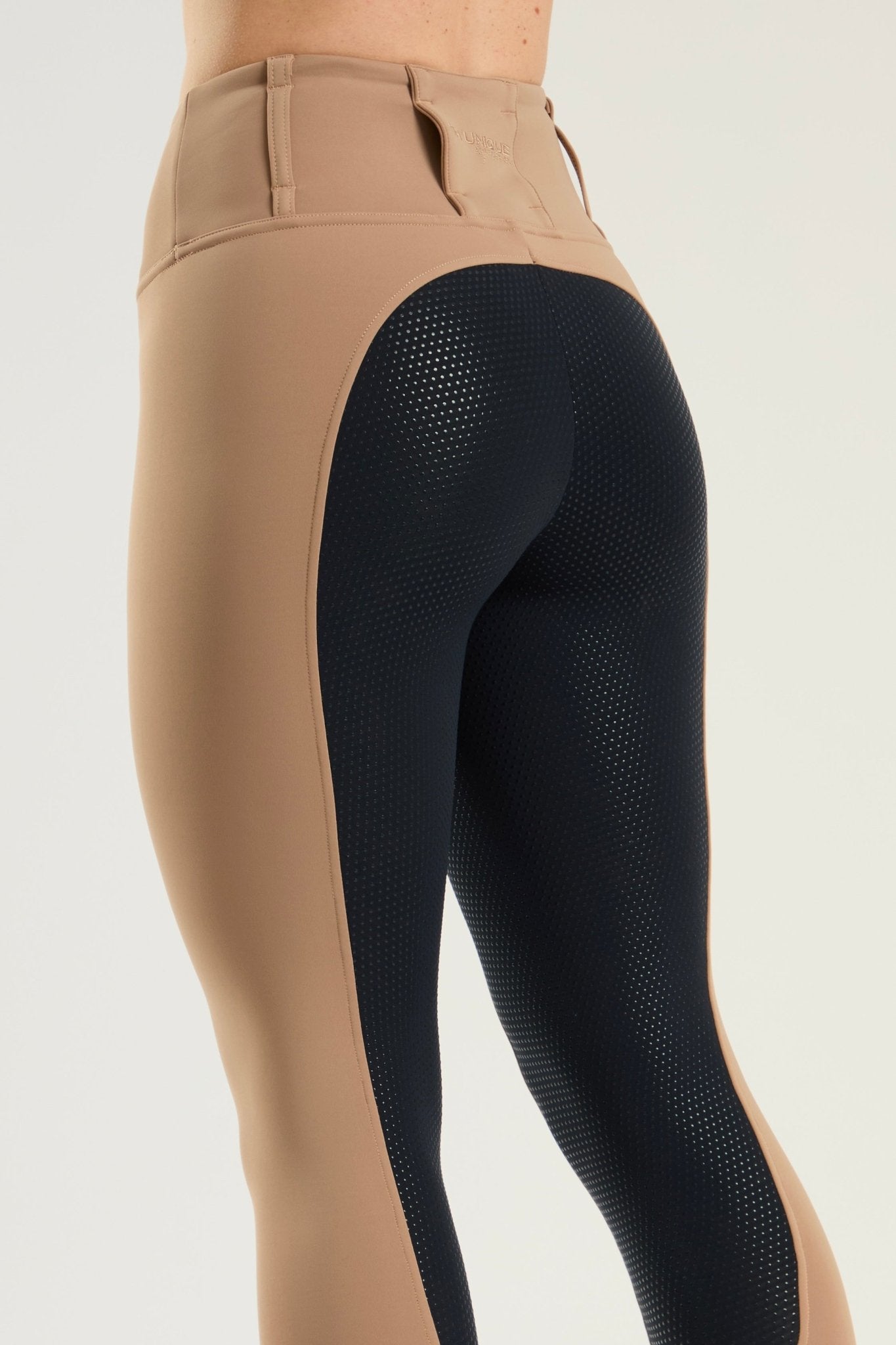 HORZEHOODS® Oatmeal Beige Navy Competition Leggings - Horzehoods5056725006280