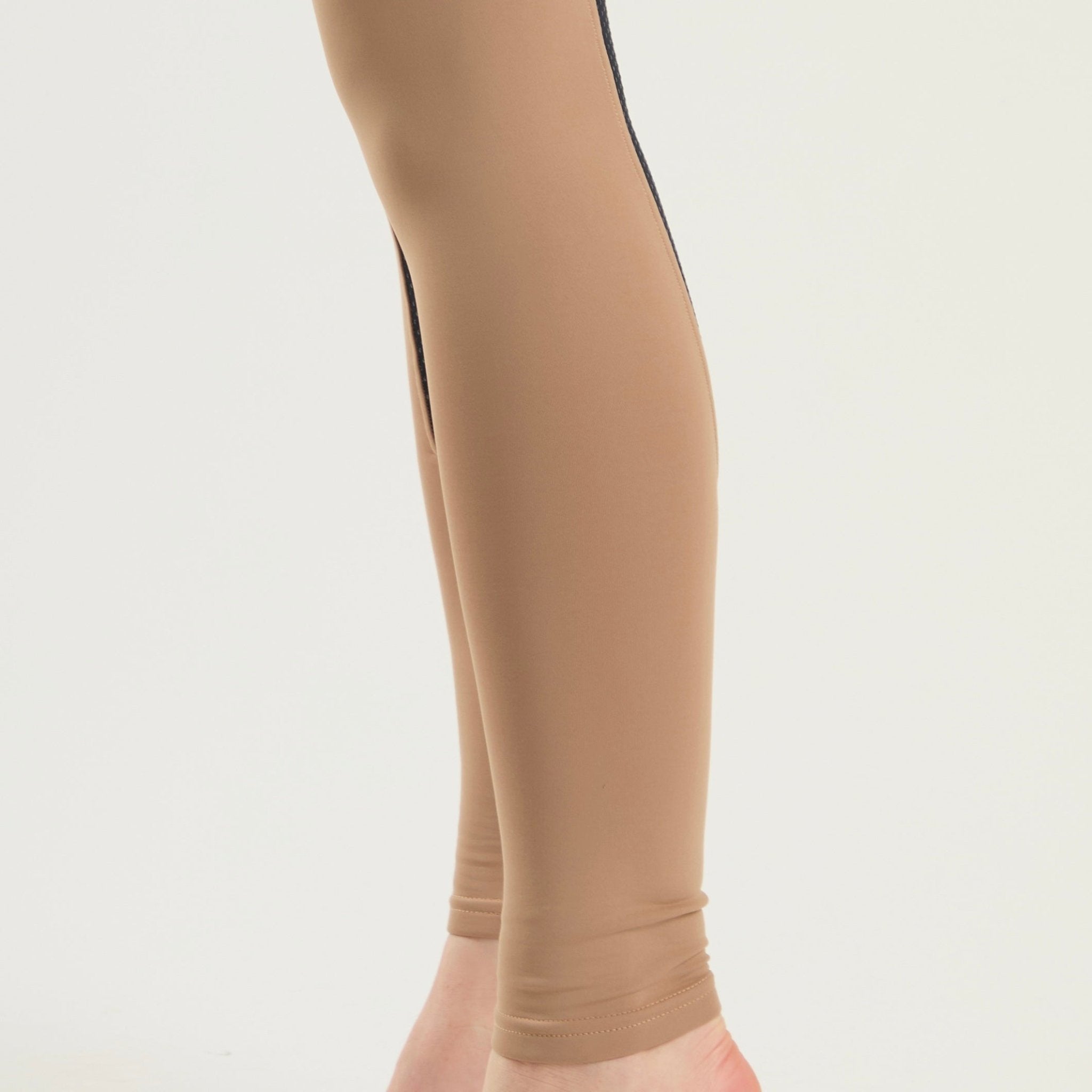 HORZEHOODS® Oatmeal Beige Navy Competition Leggings - Horzehoods5056725006280